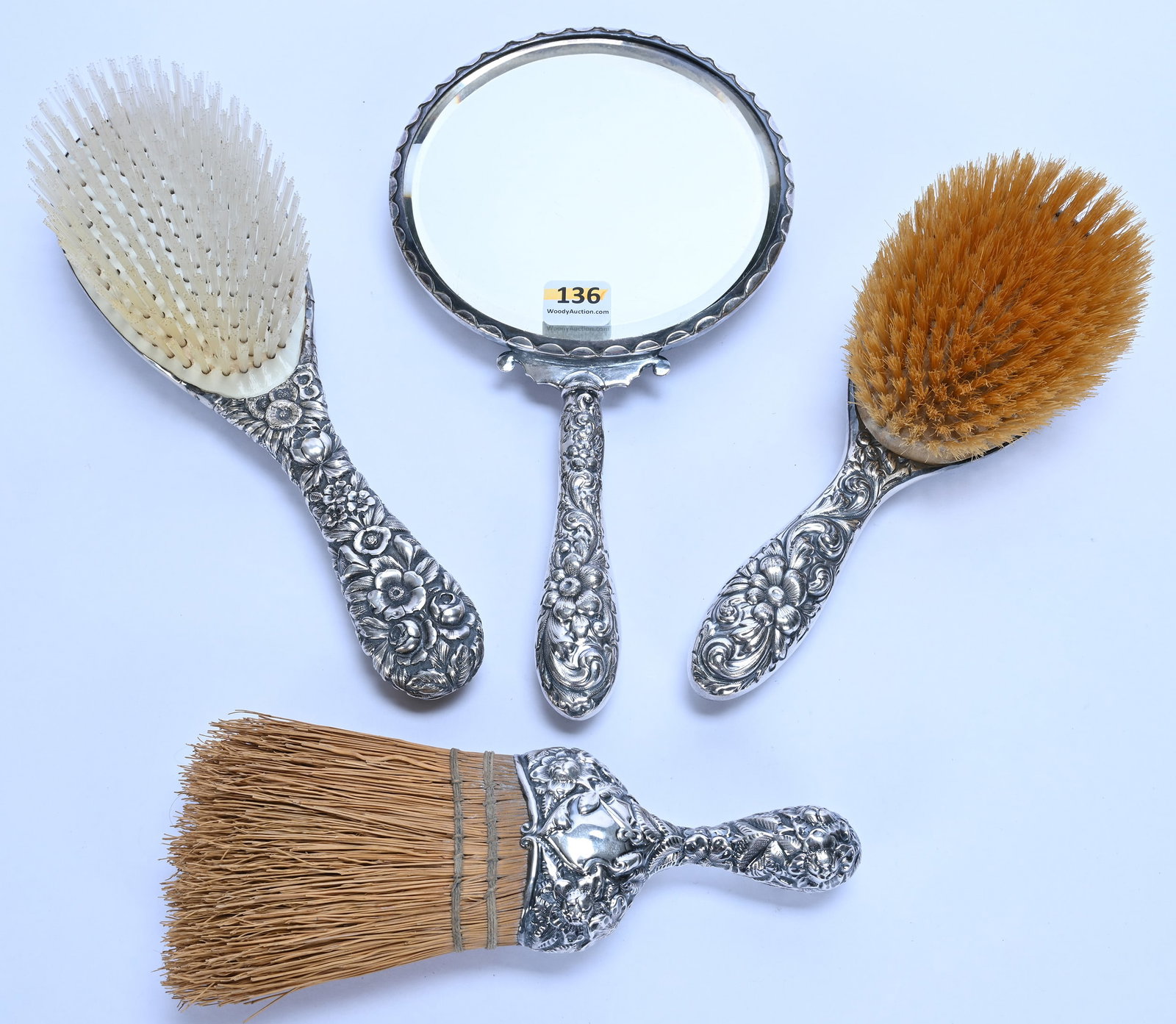 (4) Embossed Sterling Silver Vanity Items - 2