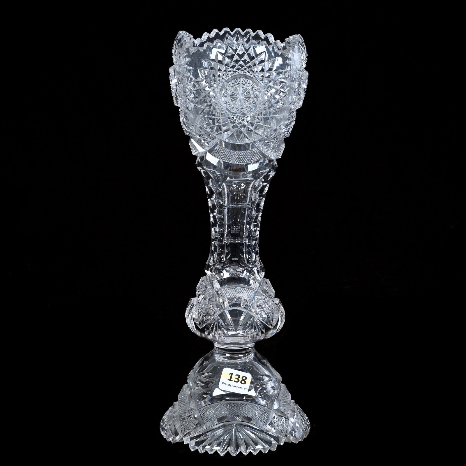 Pedestal Vase, American Brilliant Cut Glass, Pyramid Pattern By J.D. Bergen (1 of 2)