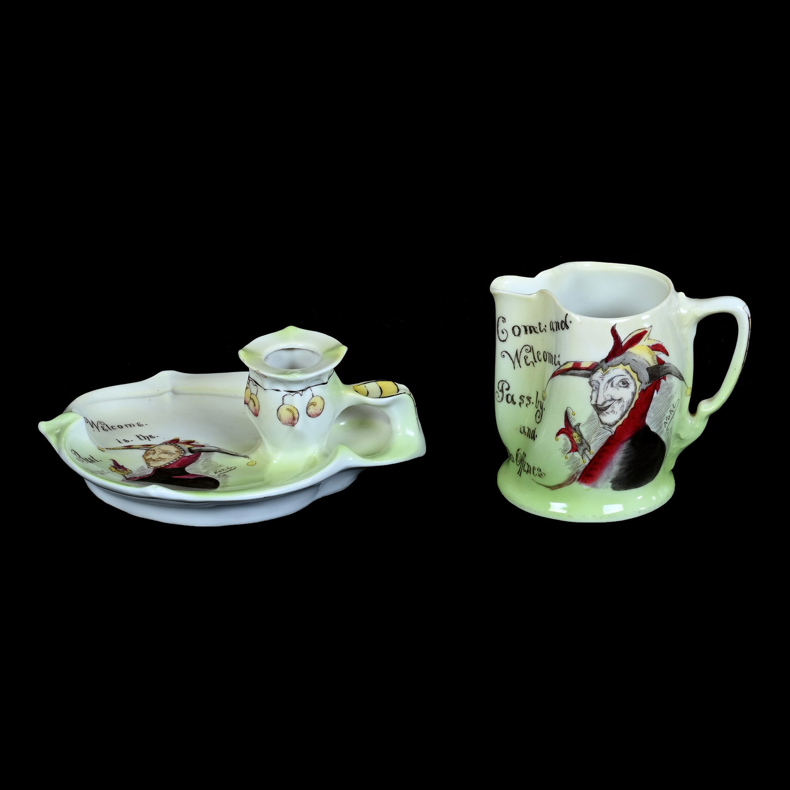 Pair Royal Bayreuth Jester Items, Blue Mark (1 of 4)