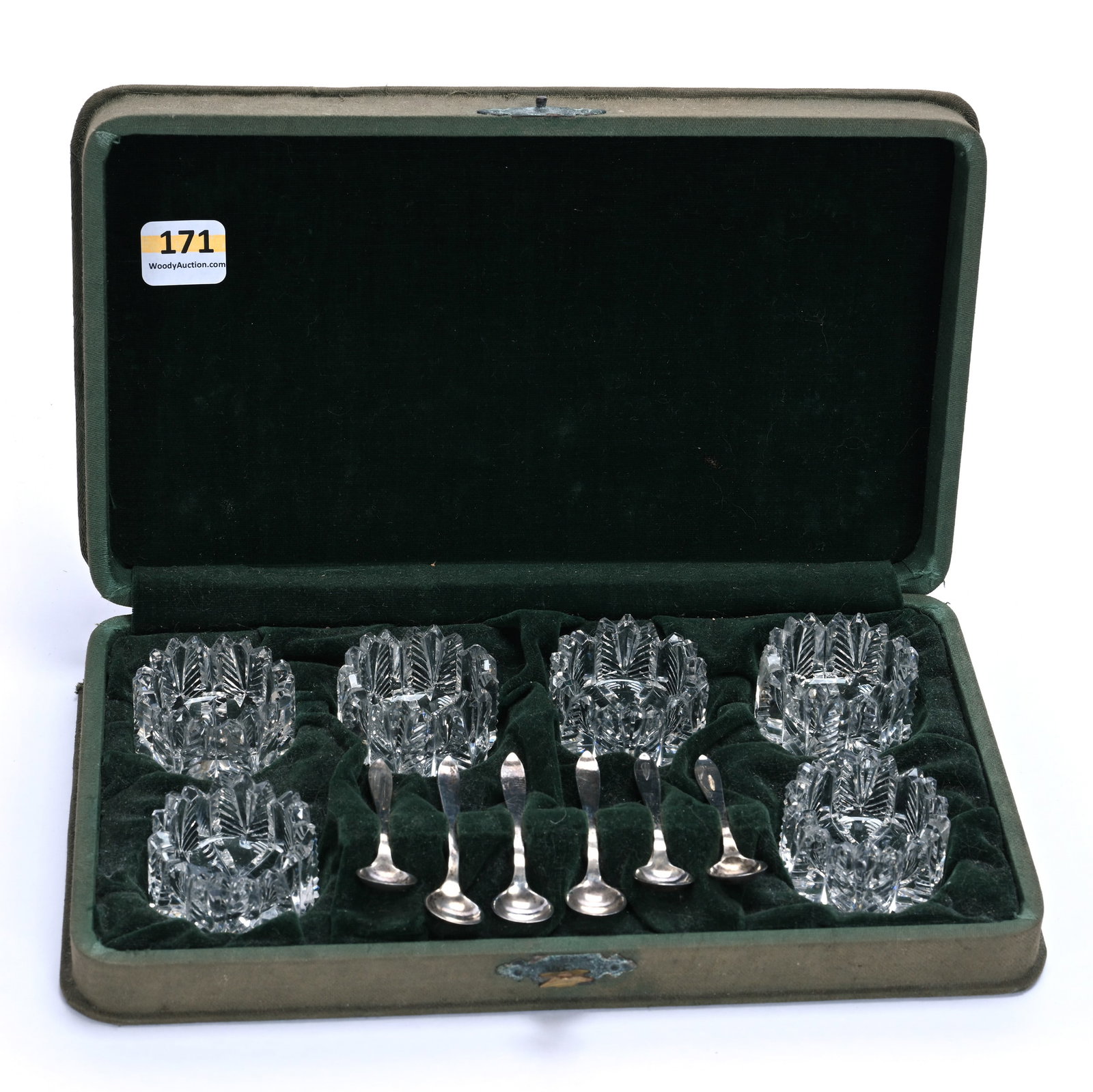 Boxed Set Of Salt Dips With Sterling Silver Spoons (1 of 3)