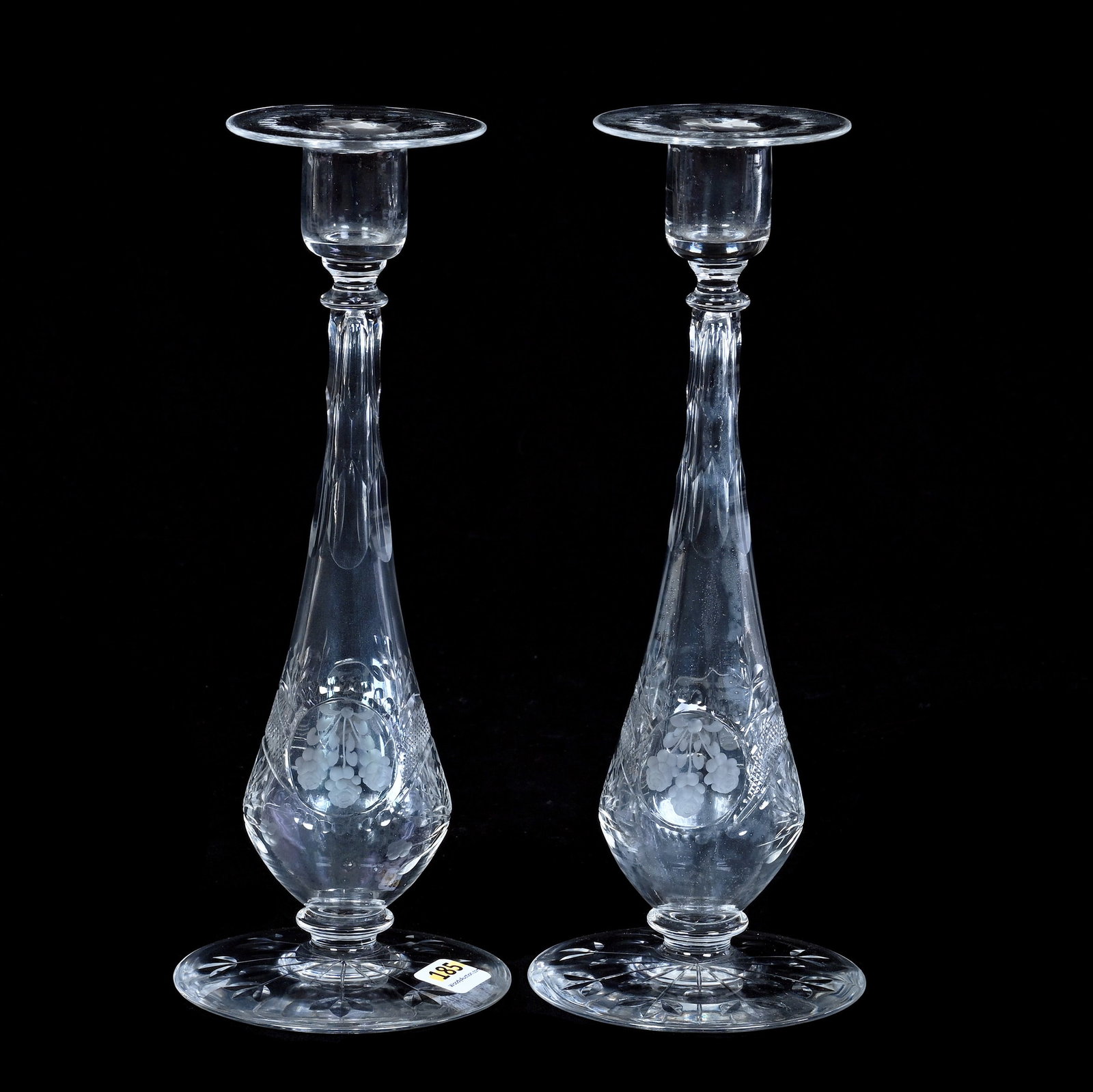 Pair Candlestick Holders, American Brilliant Cut Glass, Attributed To Pairpoint (1 of 3)