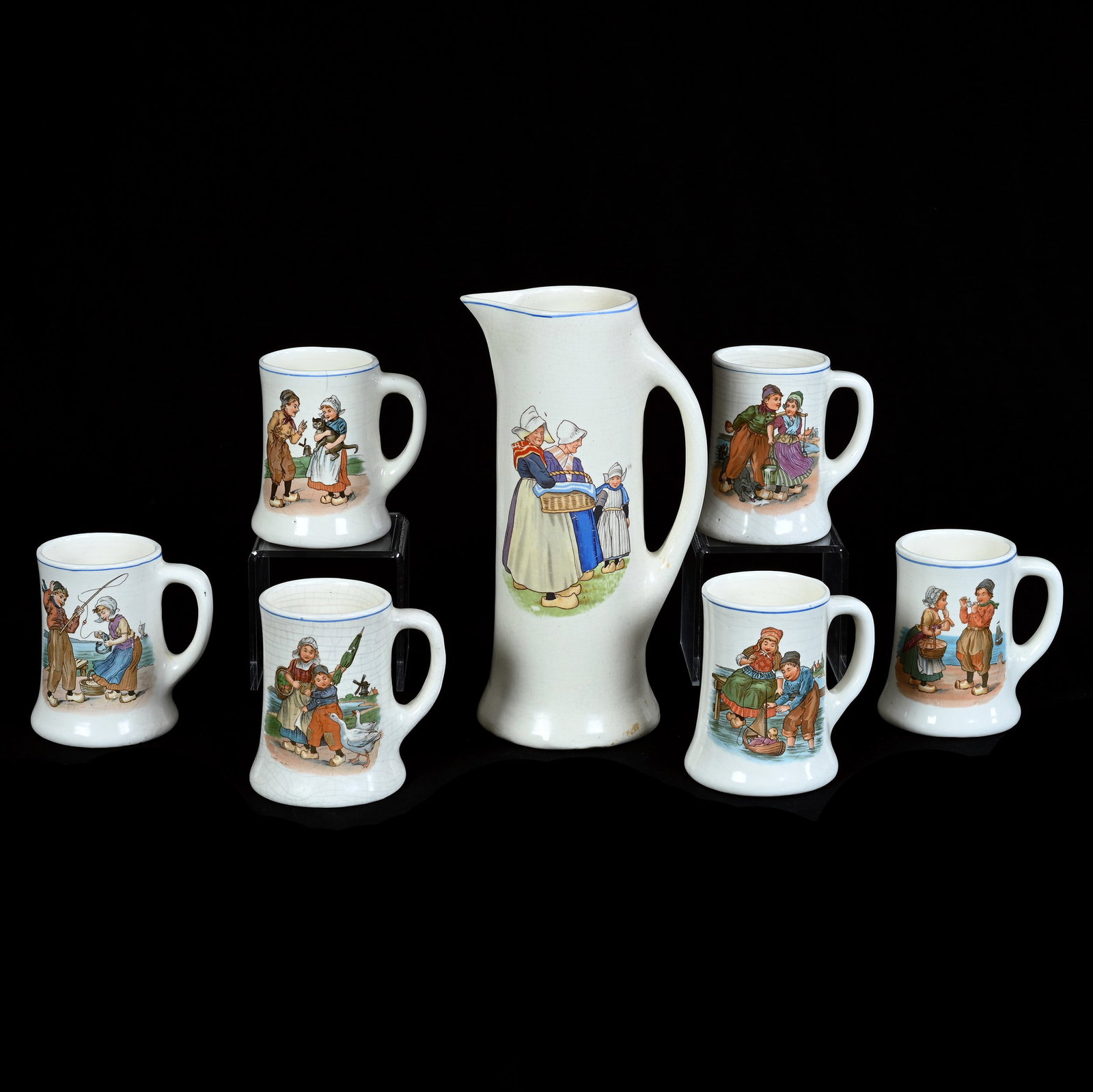 Tankard Set, Unmarked Roseville Creamware (1 of 4)