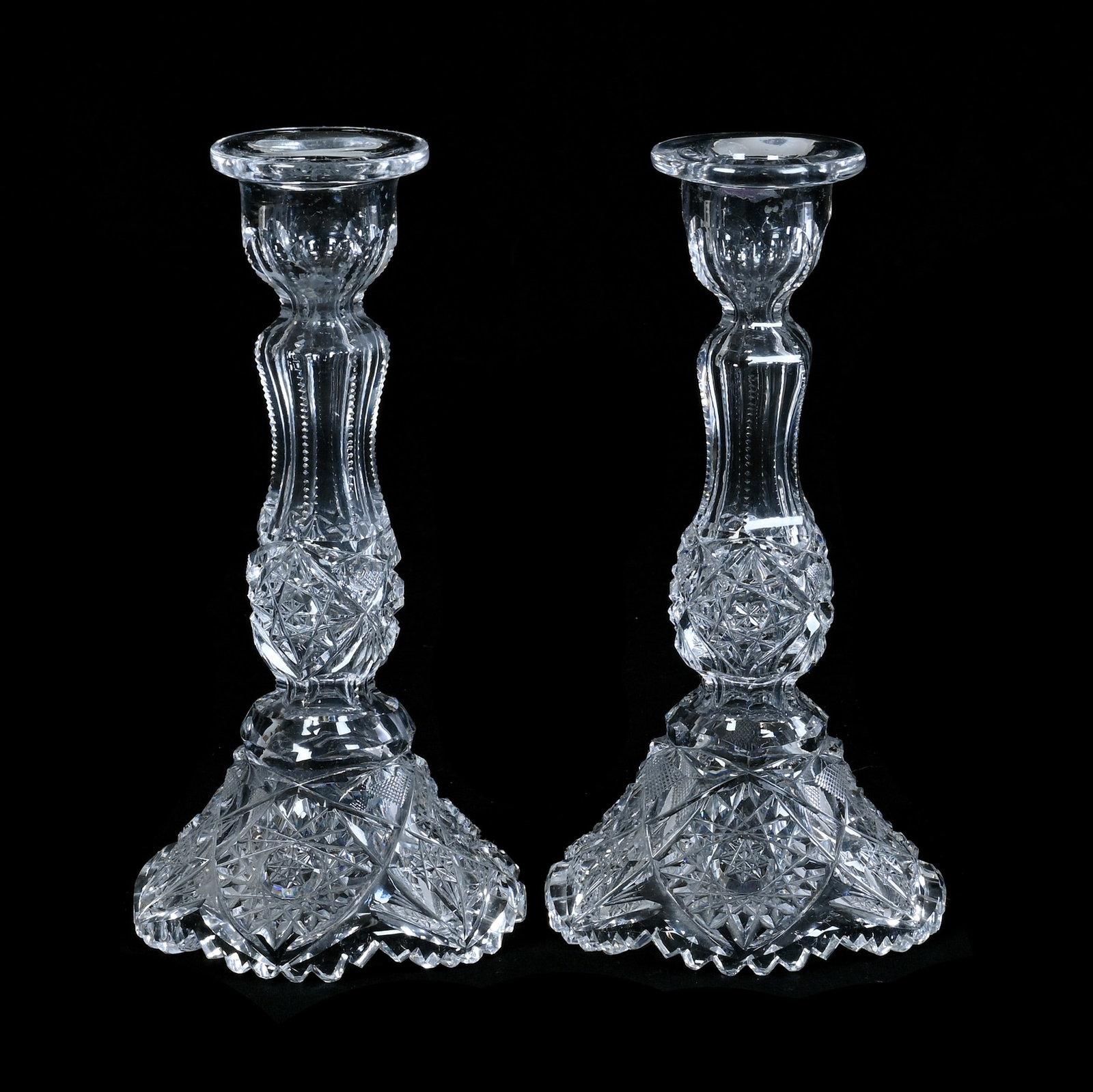 Pair Hollow Candle Stick Holders, American Brilliant Cut Glass (1 of 2)