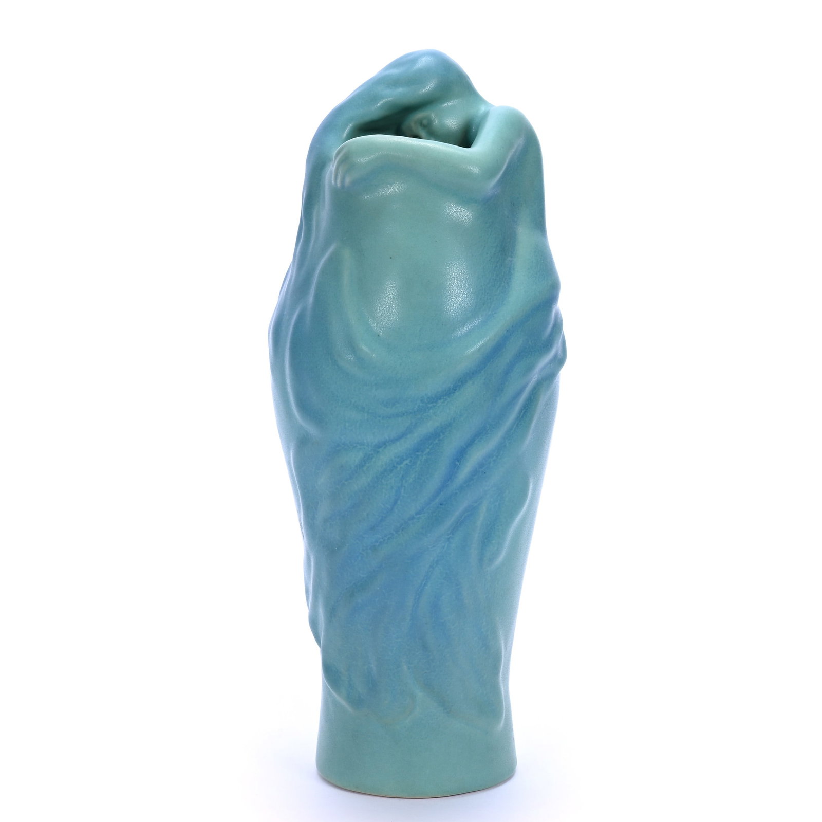 Vase, Marked Van Briggle Art Pottery, Lorelei Pattern: Vase, Marked Van Briggle Art Pottery, Lorelei Pattern, 11 x 4.5 x 4.5 Inches, Ming Turquoise, 3.1 Pounds, Grady and Annette Hite Collection, North Carolina. Effective 6/6/26, All LiveAuctioneers