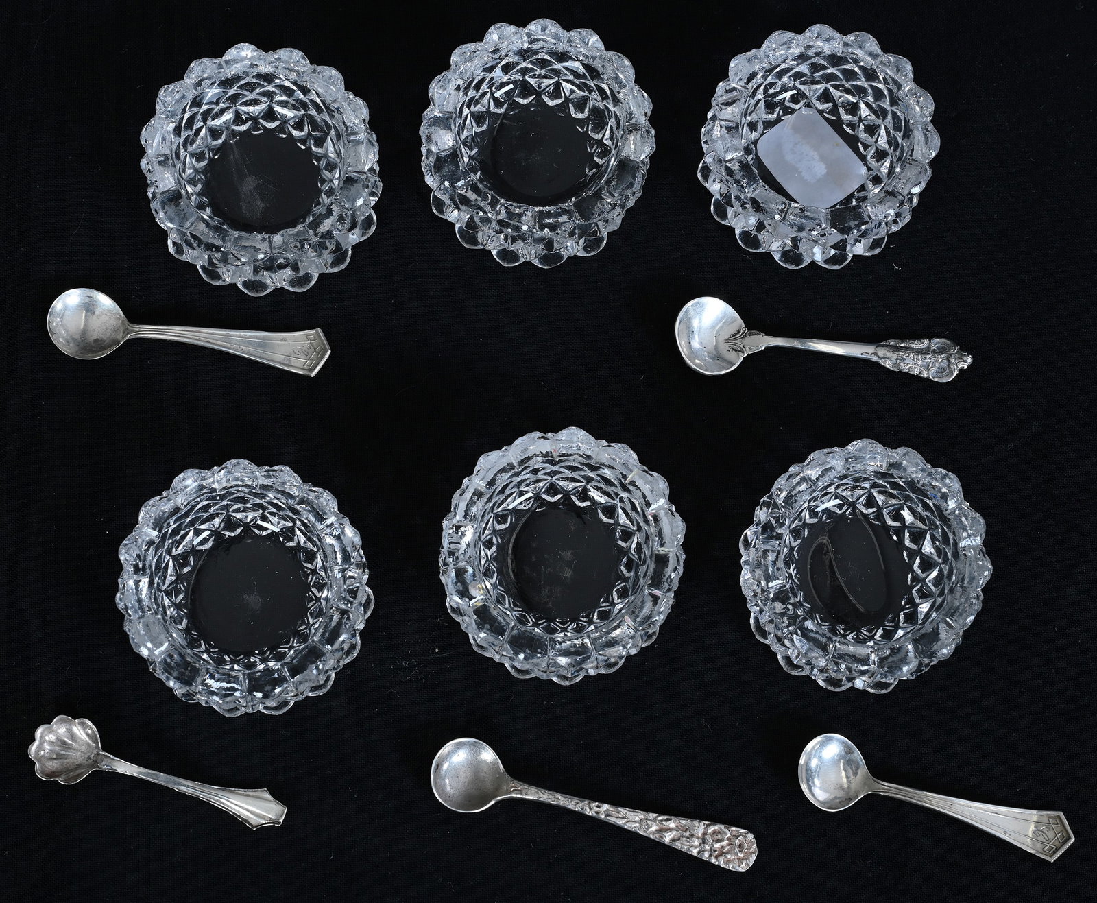 (6) Salt Dips, Clear Pattern Glass - 2