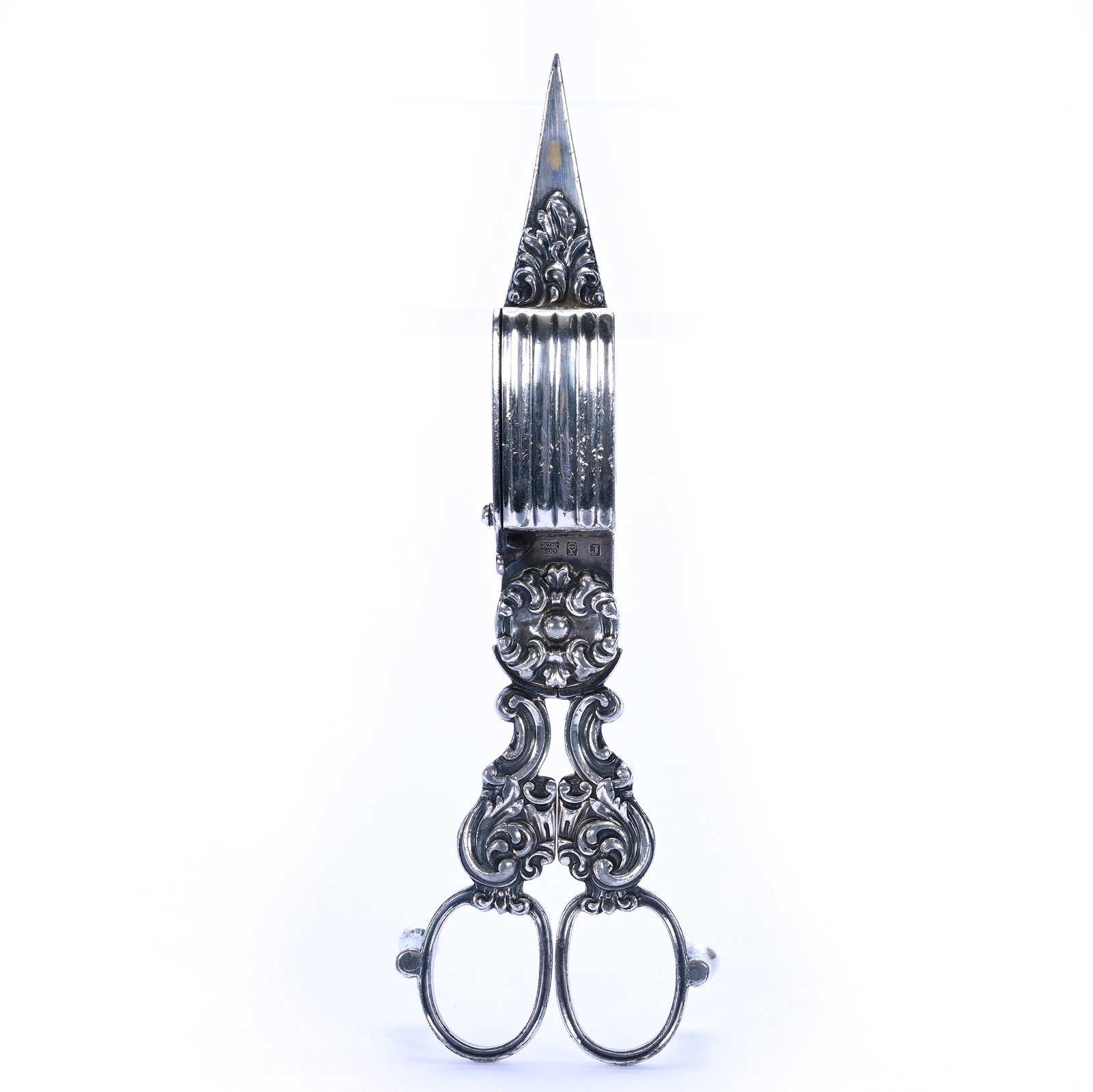 Candlesnuffer, Silverplate Marked Harwood: Candlesnuffer, Silverplate Marked Harwood, 7.25 x 2.25 x 1.75 Inches, Marked Improved Lever Without Springs, Makers Mark From Sheffield England, 1816 To 1896, 0.3 Pounds, Grady and Annette Hite