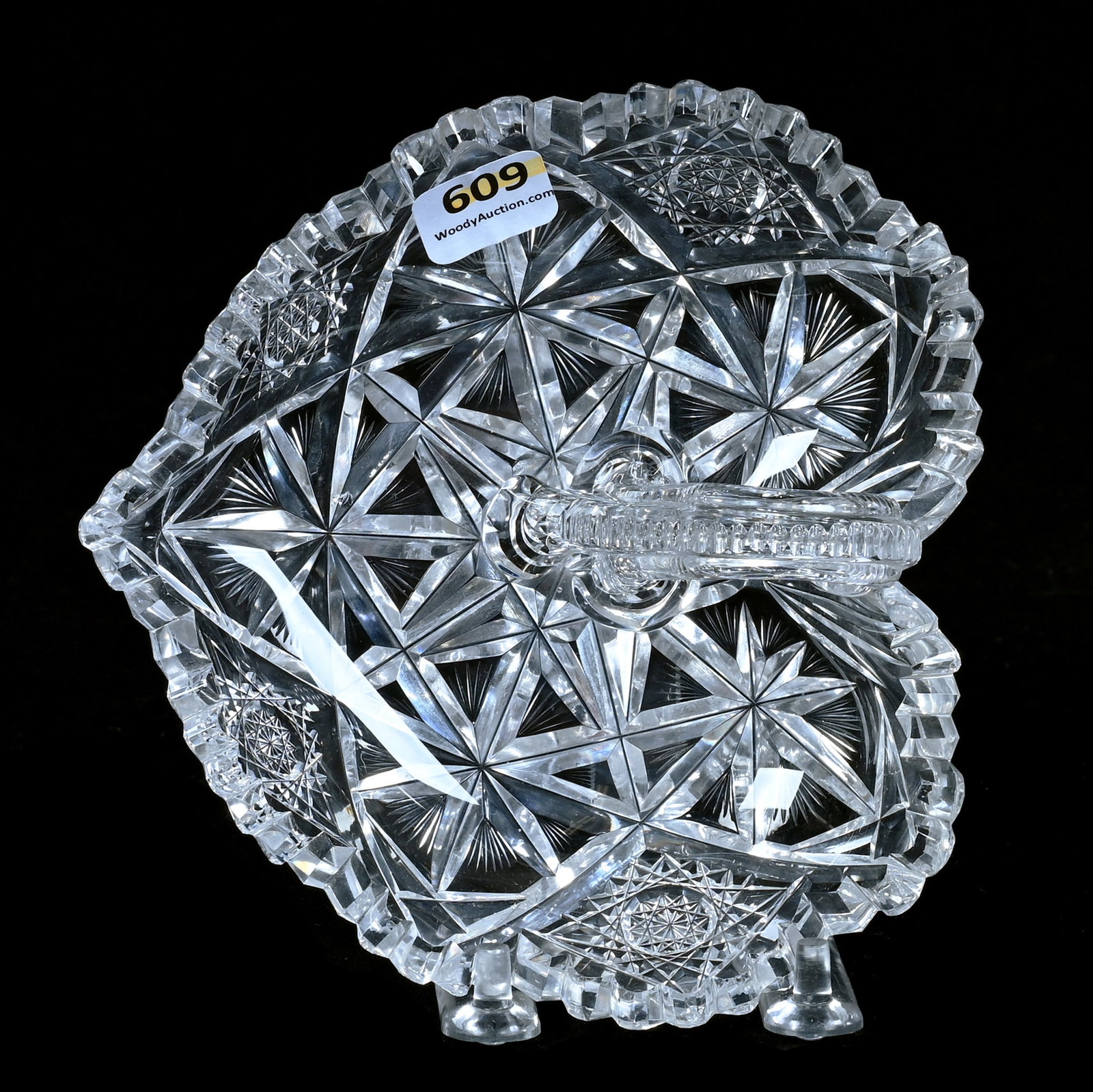 Heart Shaped Handled Nappy, American Brilliant Cut Glass (1 of 3)
