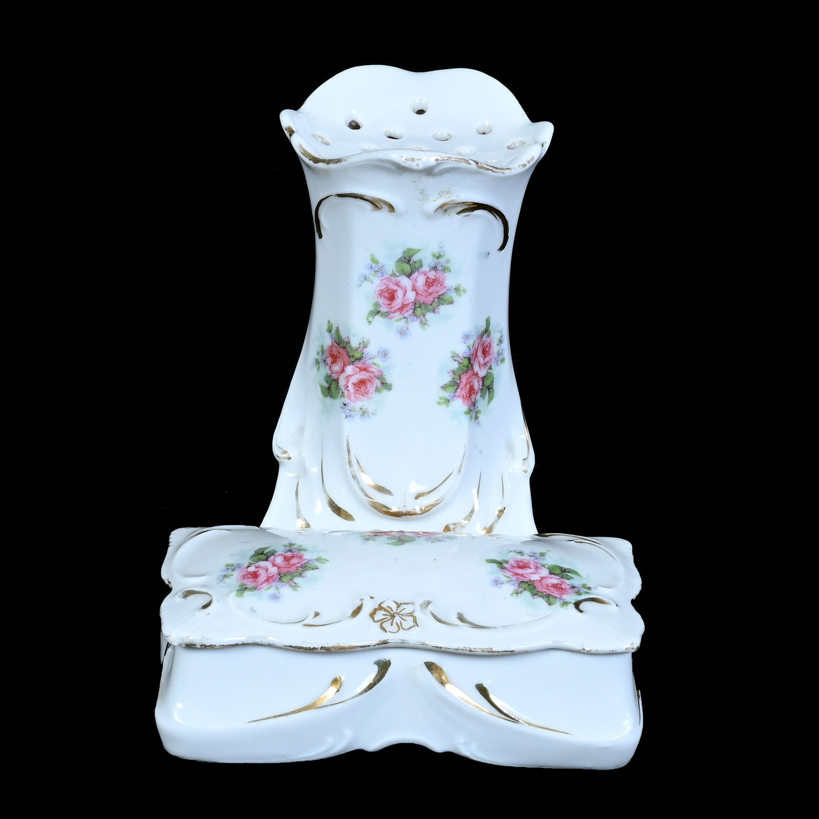 Hatpin Holder With Attached Pin Box, Marked R.S. Prussia (1 of 3)