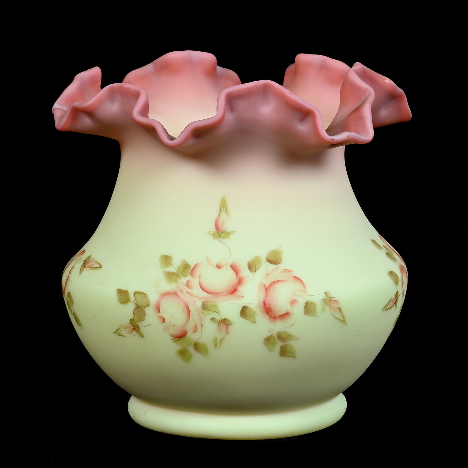 Ruffled Vase, Burmese Art Glass By Fenton (1 of 4)
