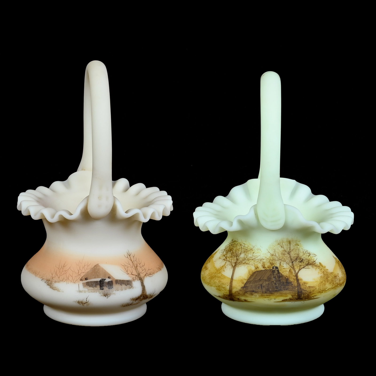 (2) Baskets, Fenton Art Glass, Custard (1 of 4)