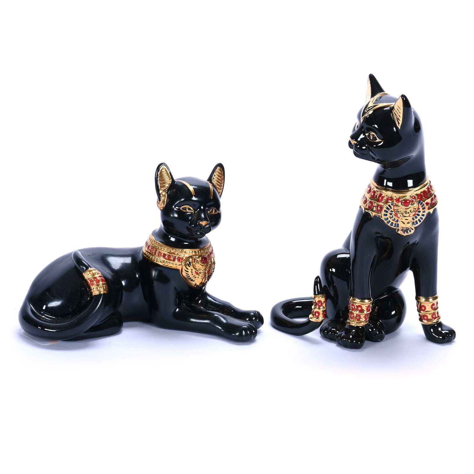 (2) Cat Figurines, Marked Lenox: (2) Cat Figurines, Marked Lenox, 5.25 x 3.75 x 2.25 Inches, Egyptian Cat Goddess, Dated 1998 And 2002, Shorter One Is 3.25" Tall, 0.6 Pounds, Hazel Elaine Carlson Estate, Illinois. Effective 6/6/26, A