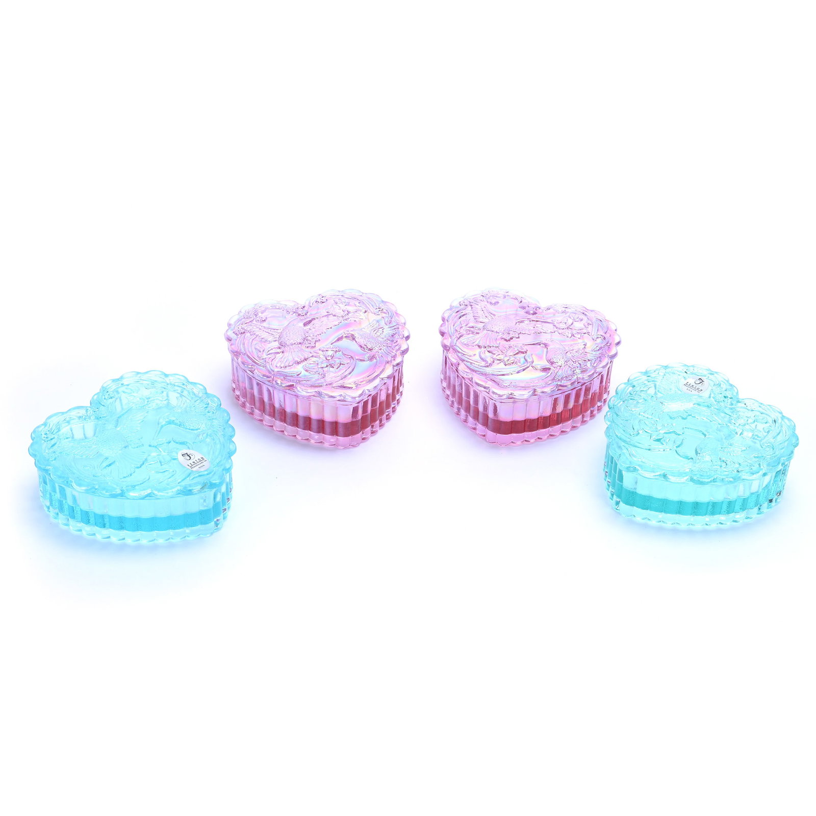 (4) Heart Shaped Covered Boxes, Fenton Art Glass (1 of 3)