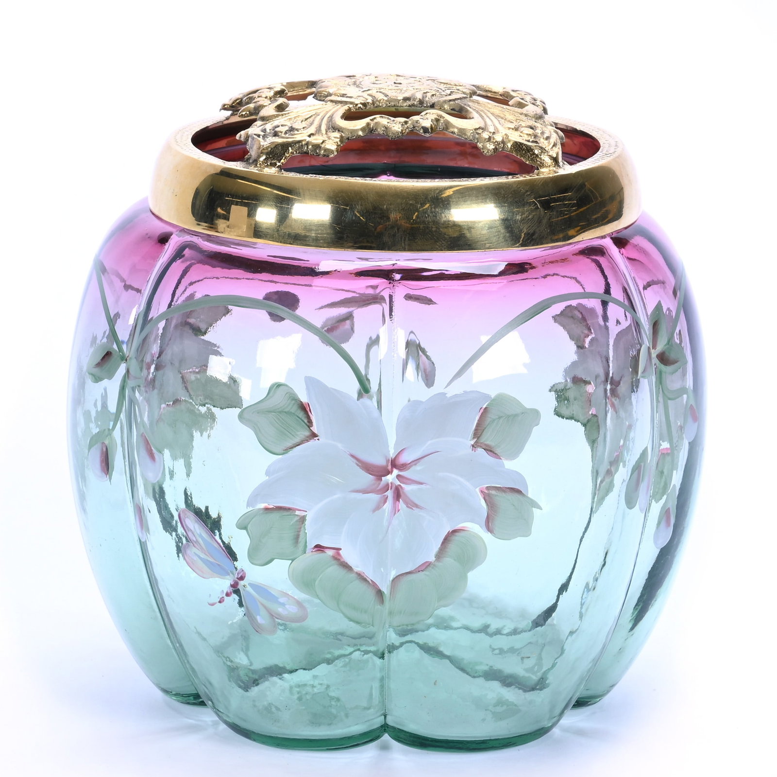 Melon Box, Fenton Art Glass, Rubina Verde Limited Edition: Melon Box, Fenton Art Glass, Rubina Verde Limited Edition, 6.25 x 6 x 6 Inches, Artist Signed, #577 Of 1750, Sells With Original Box, 3.2 Pounds, Hazel Elaine Carlson Estate, Illinois. Effective 6/6/2