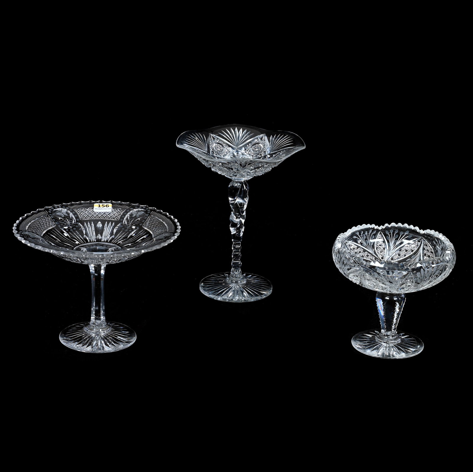 (3) Compotes, American Brilliant Cut Glass (1 of 3)