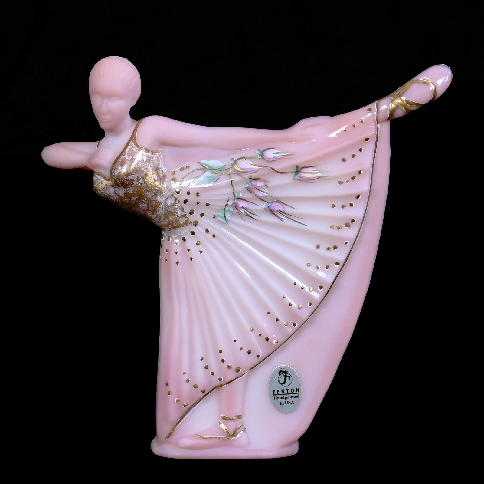 Ballerina Figurine, Fenton Rosaline Art Glass (1 of 4)