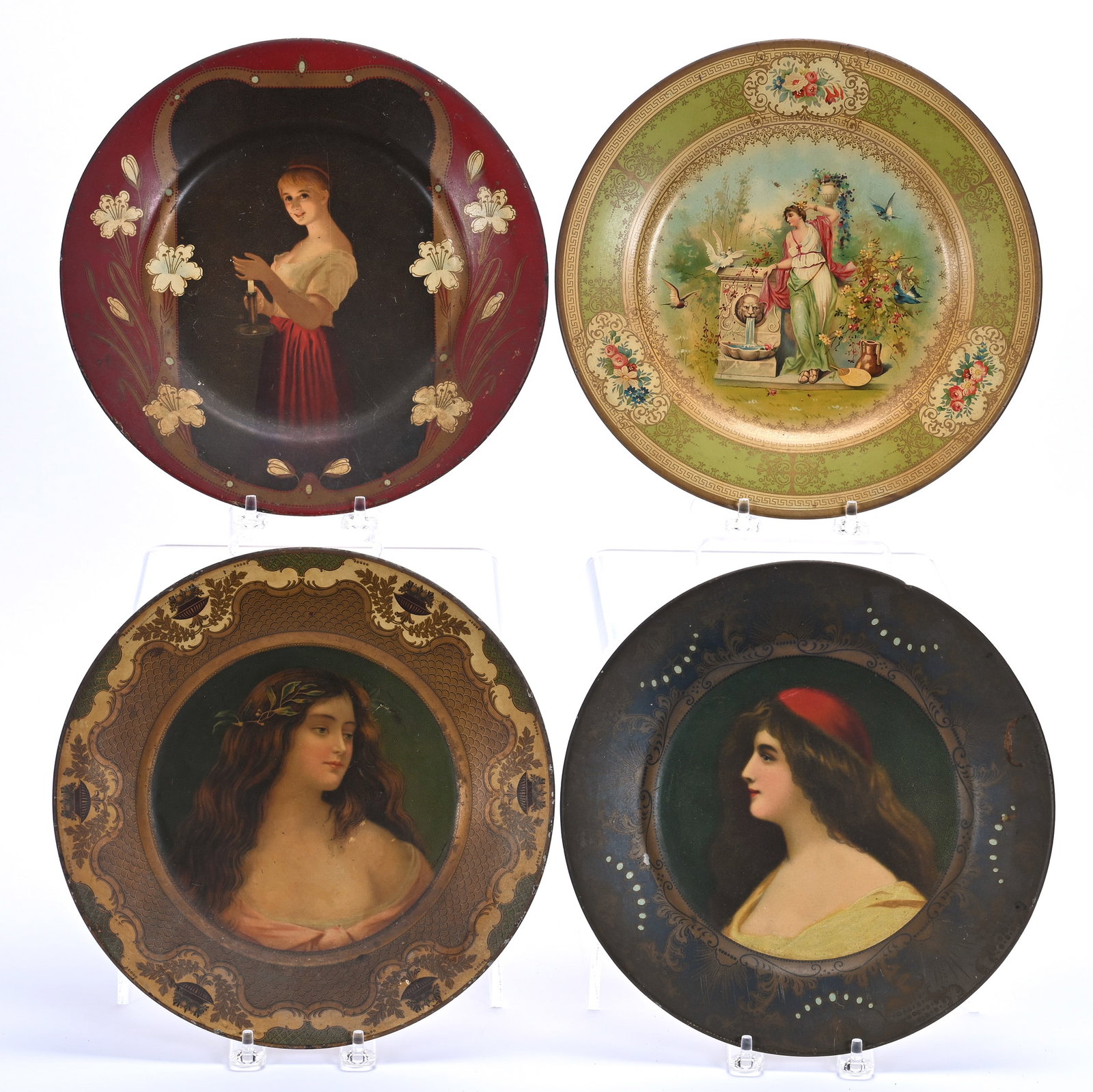 (4) Tin Advertising Plates Featuring Portraits Of Women (1 of 2)