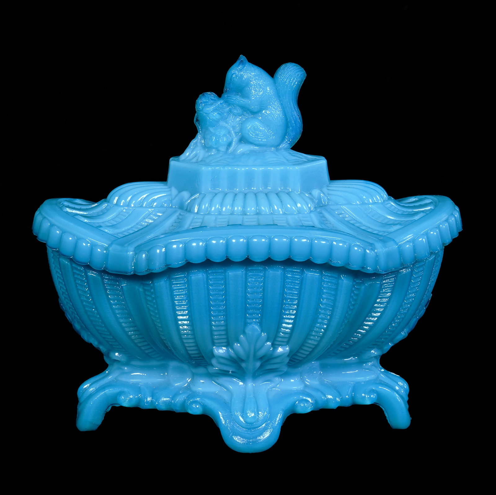 Covered Box, Blue Opaline Art Glass Attributed To Portieux Vallerystahl (1 of 3)