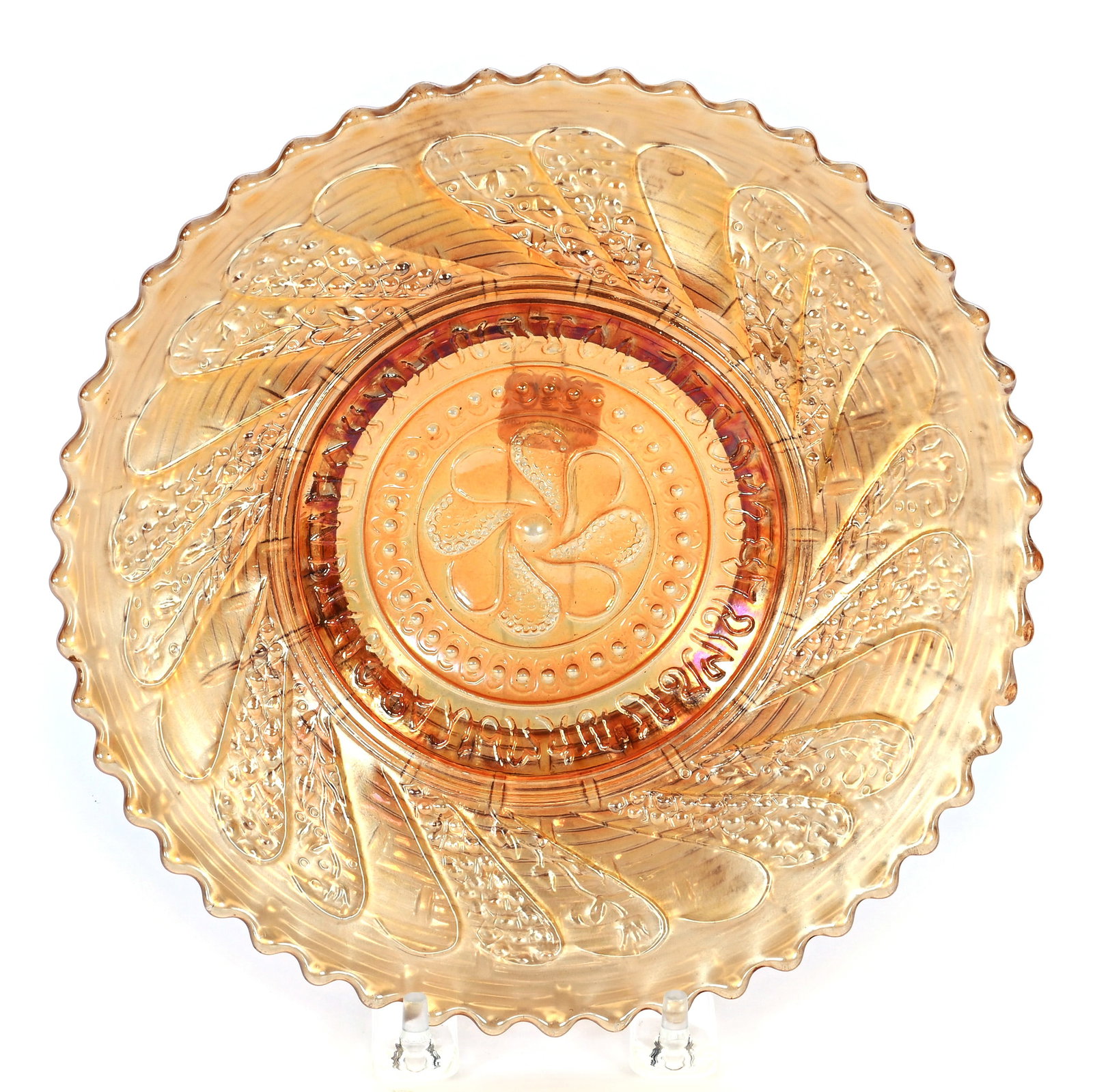 Plate, Dugan Carnival Glass, Roundup Pattern (1 of 2)