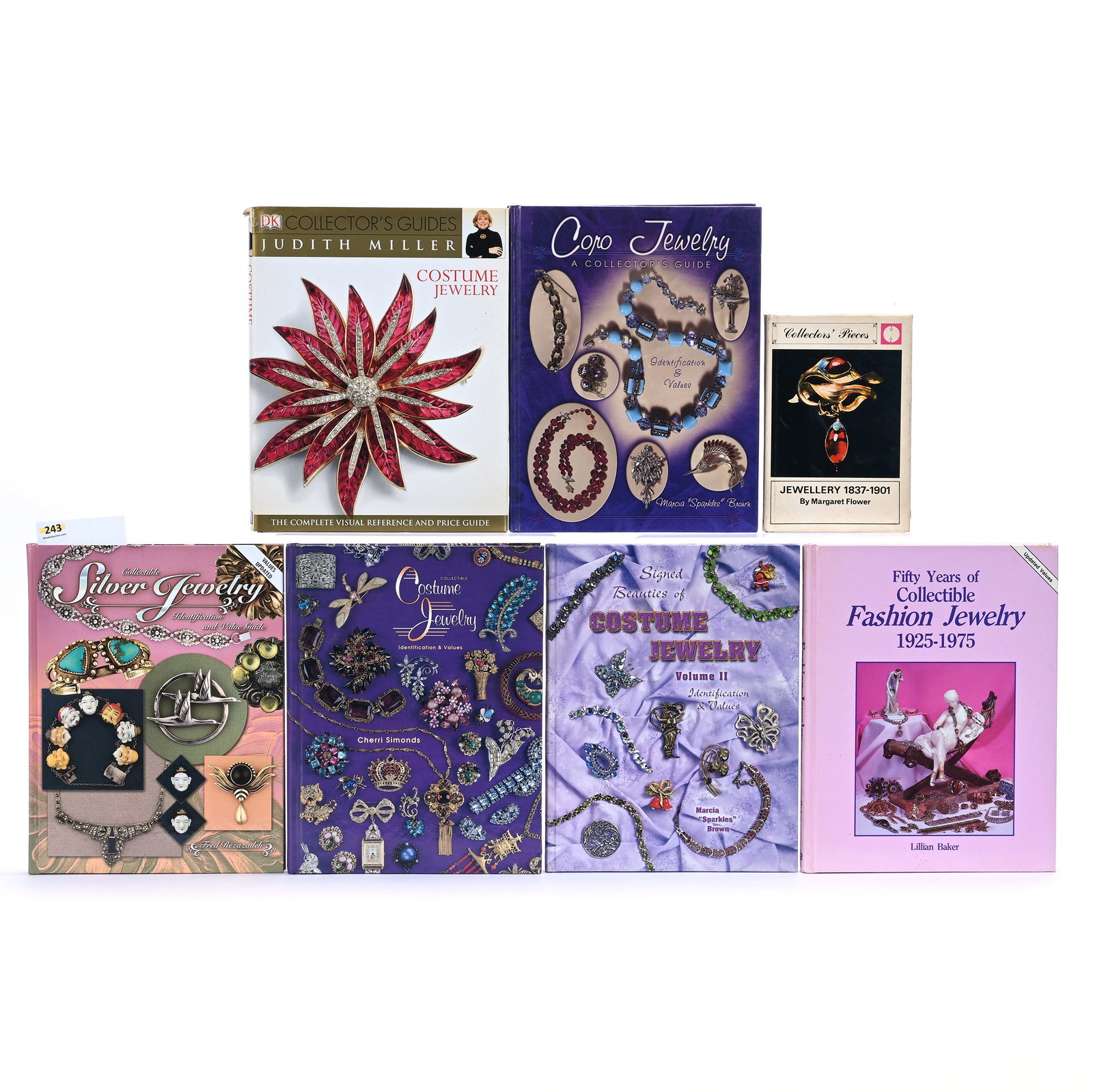 (7) Books About Jewelry: (7) Books About Jewelry, 11.5 x 9.5 x 4 Inches, Includes (1)Collectors' Pieces: Jewelry 1837-1901 By Margaret Flower, (1) Collectible Silver Jewelry: Identification And Value Guide By Fred Rezazadeh, 
