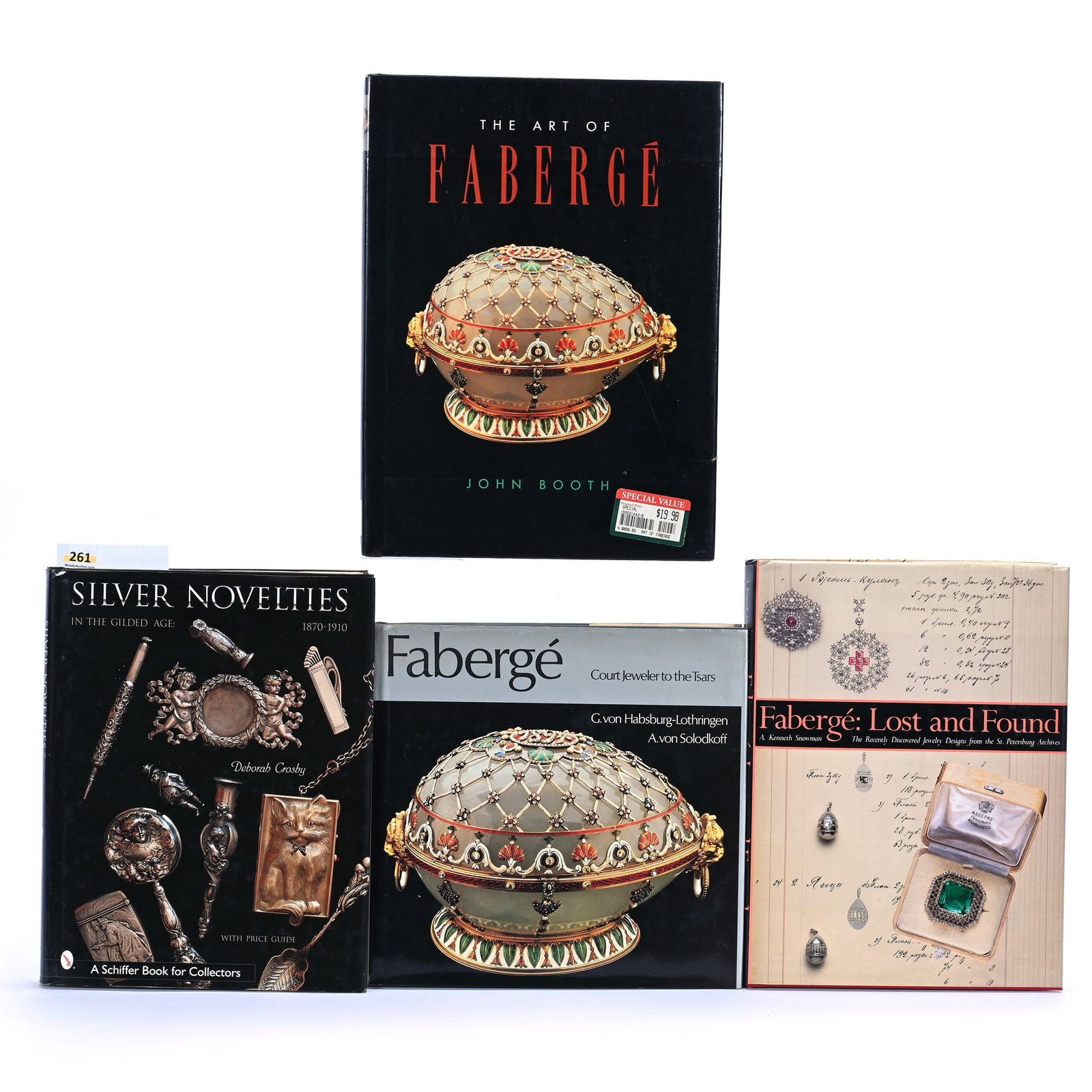 (4) Books About Faberge And Silver: (4) Books About Faberge And Silver, 13 x 9.75 x 3.75 Inches, Includes (1) Silver Novelties In The Gilded Age: 1870-1910 By Deborah Crosby, (1) Faberge Court Jeweler To The Tsars By G. Von Habsburg-Lot