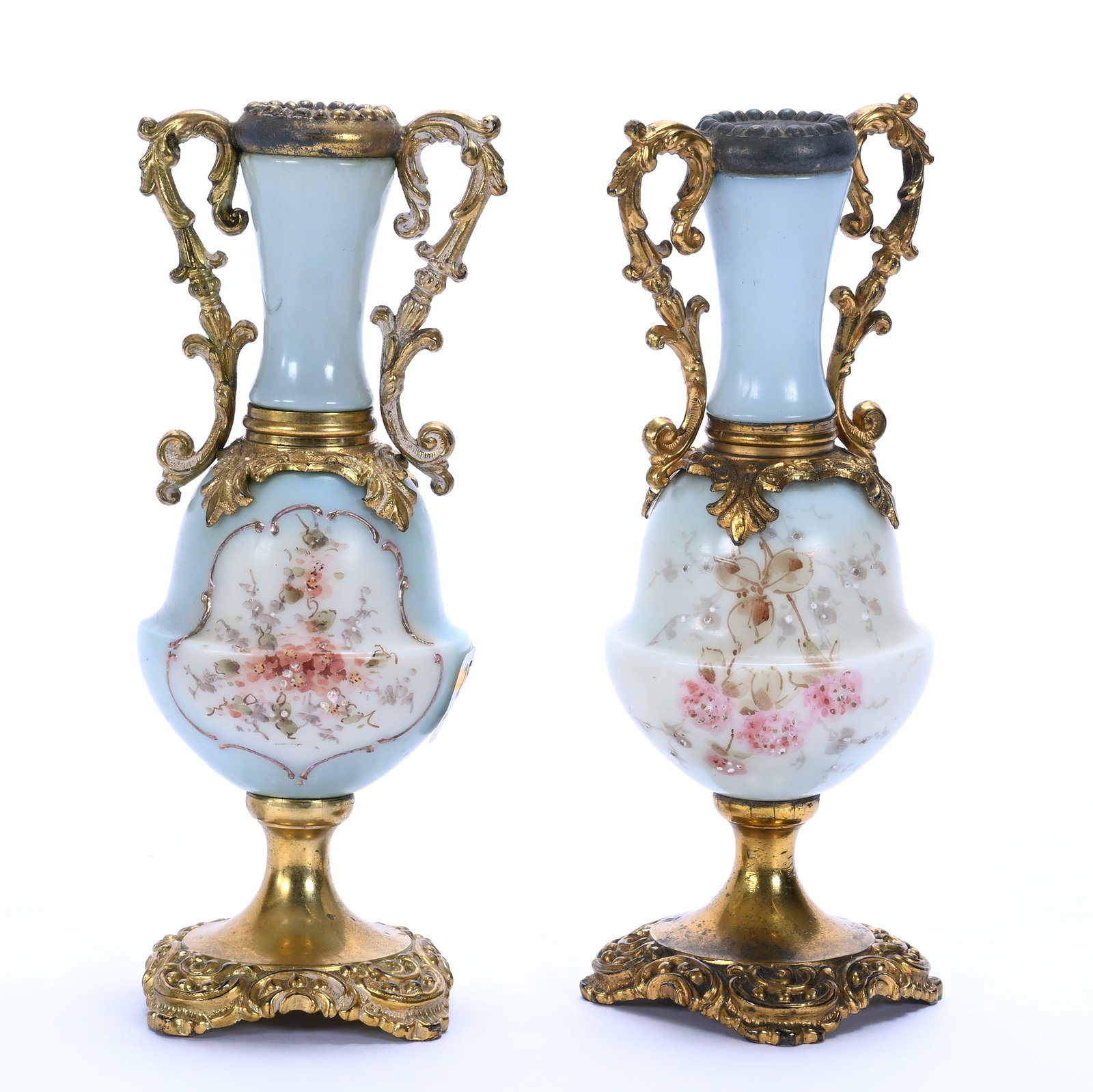 Pair Of Pedestal Two Handled Vases, Unmarked Wave Crest (1 of 4)