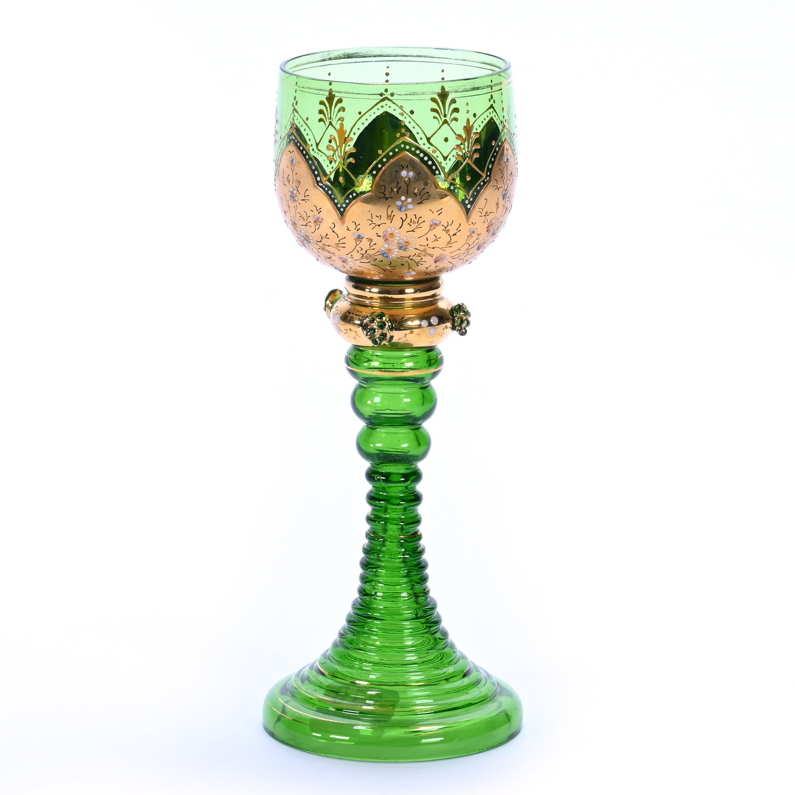 Wine Stem, Unmarked Bohemian Art Glass (1 of 2)