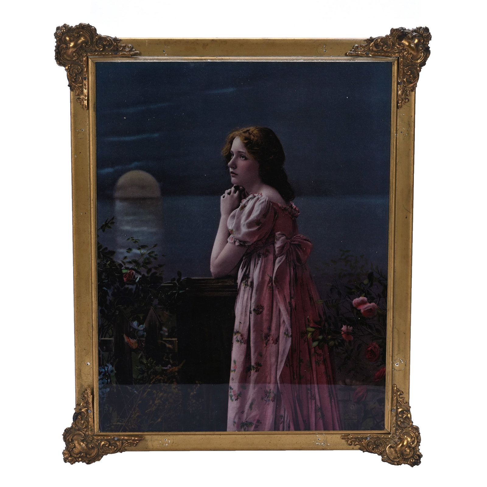 Print Behind Glass Mounted On Gilded Frame: Print Behind Glass Mounted On Gilded Frame, 16.25 x 13.5 x 1 Inches, Titled: "Sweet Memories", Copyright Date 1901, 1.8 Pounds, Grady and Annette Hite Collection, North Carolina. Effective 6/6/26, All