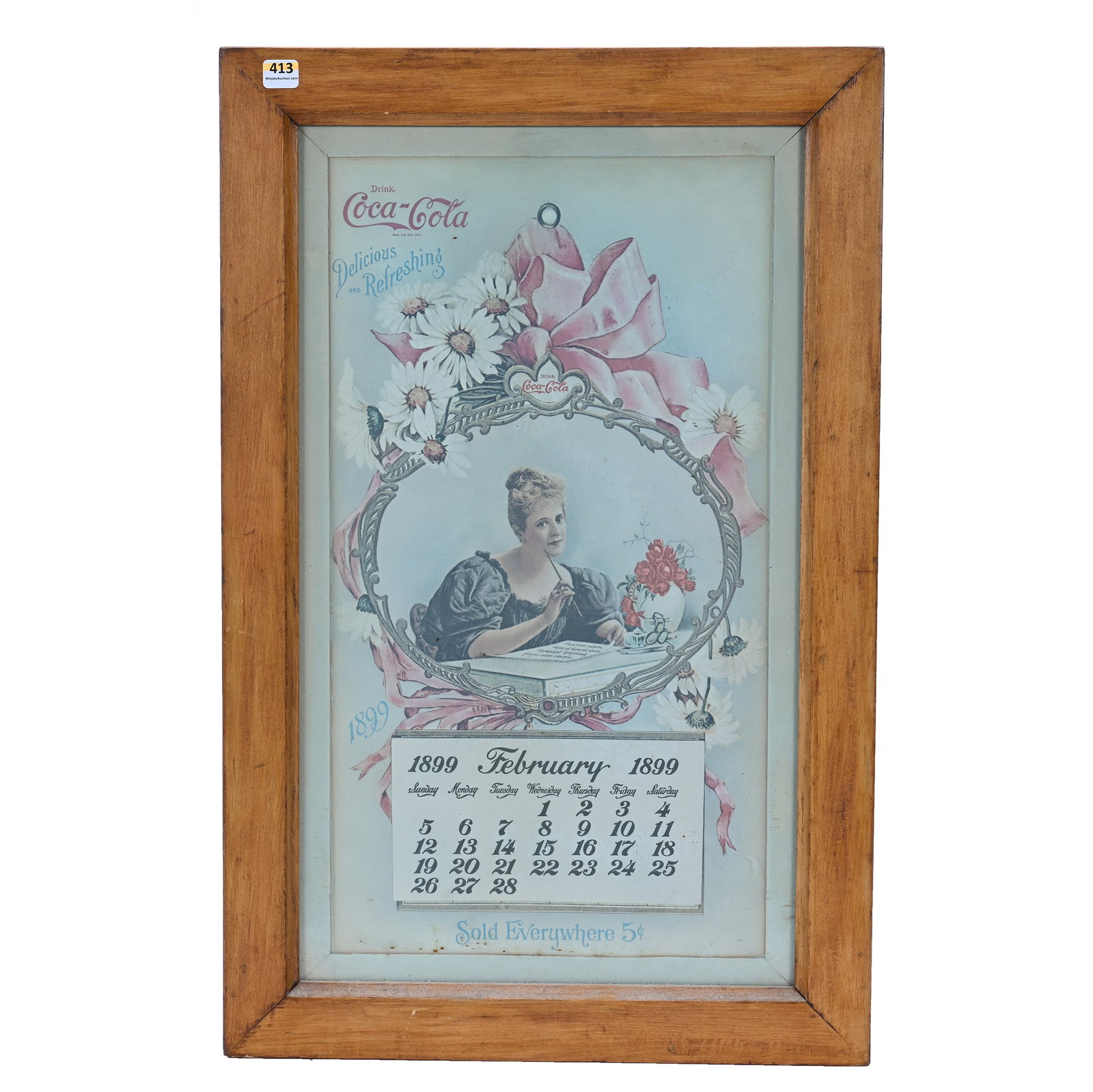 Framed Reproduction Calendar Print: Framed Reproduction Calendar Print, 25.25 x 16.25 x 1.25 Inches, Features Coca Cola Advertising, Nice Wooden Frame, 5.3 Pounds, Grady and Annette Hite Collection, North Carolina. Effective 6/6/26, All