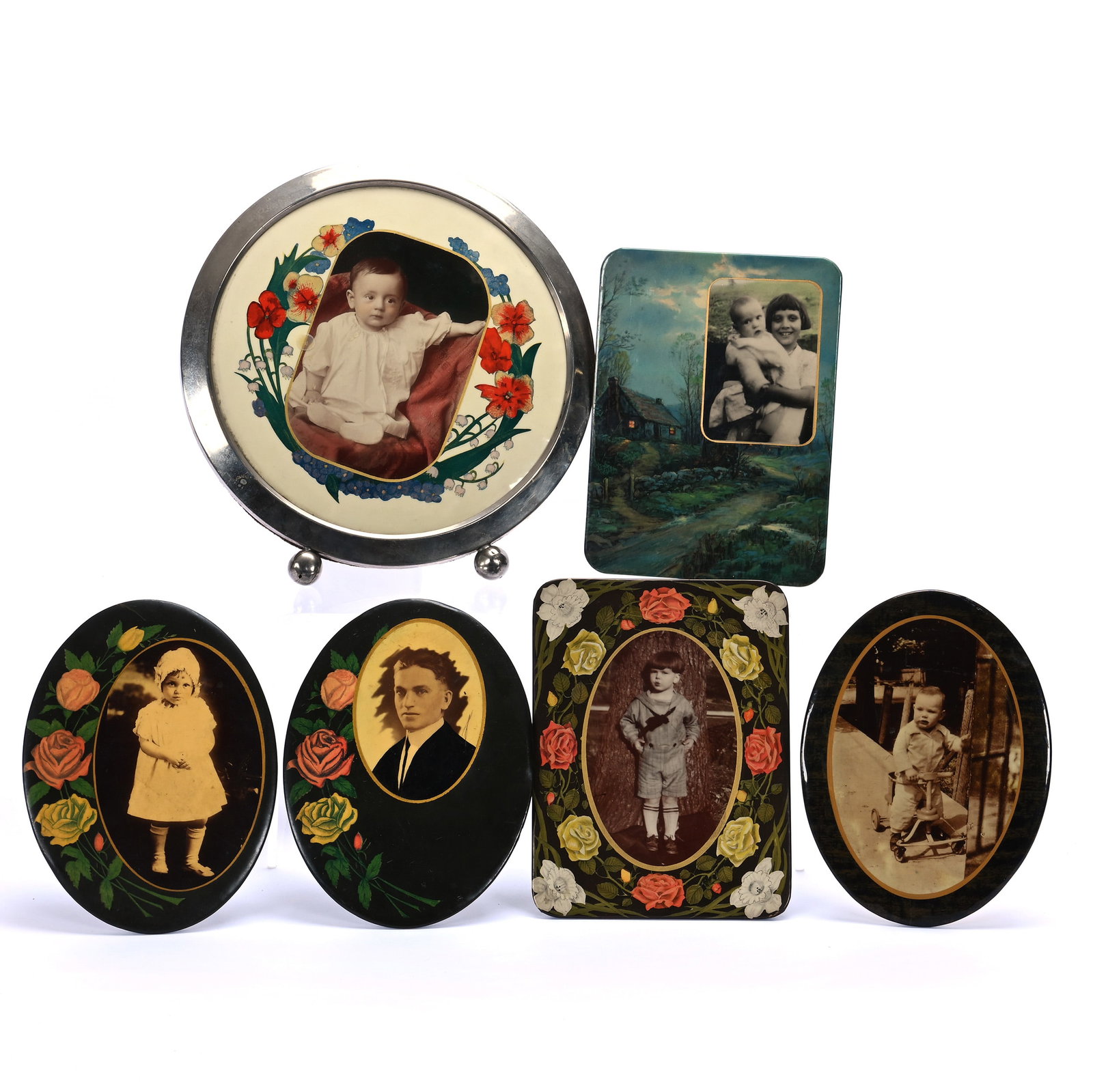 (6) Celluloid Portrait Plaques With Easel Stands (1 of 4)