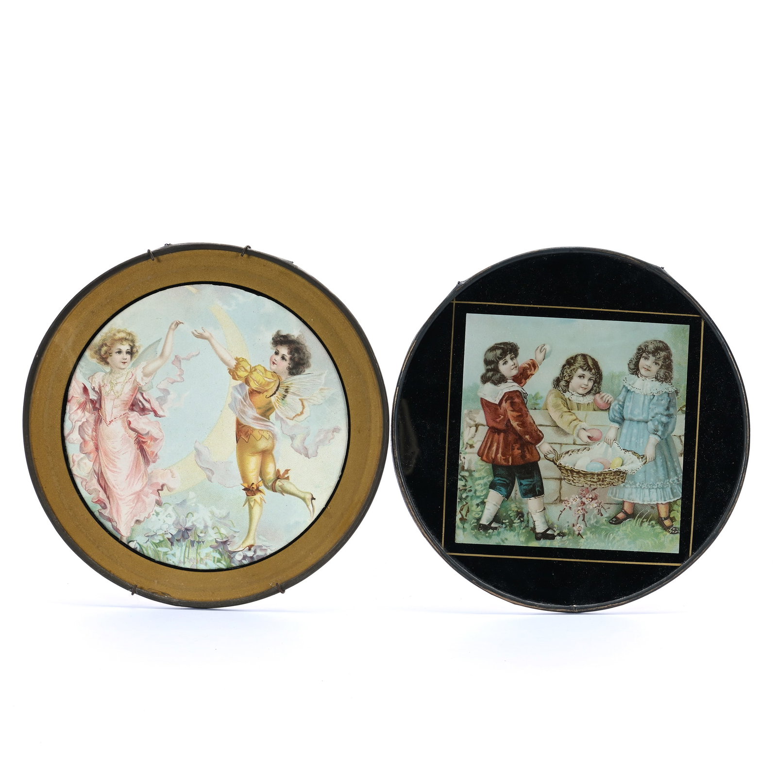 (2) Flue Covers: (2) Flue Covers, 9.5 x 9.5 x 0.25 Inches, Victorian Prints Featuring Young Children, 1.4 Pounds, Grady and Annette Hite Collection, North Carolina. Effective 6/6/26, All LiveAuctioneers Invoices Must 