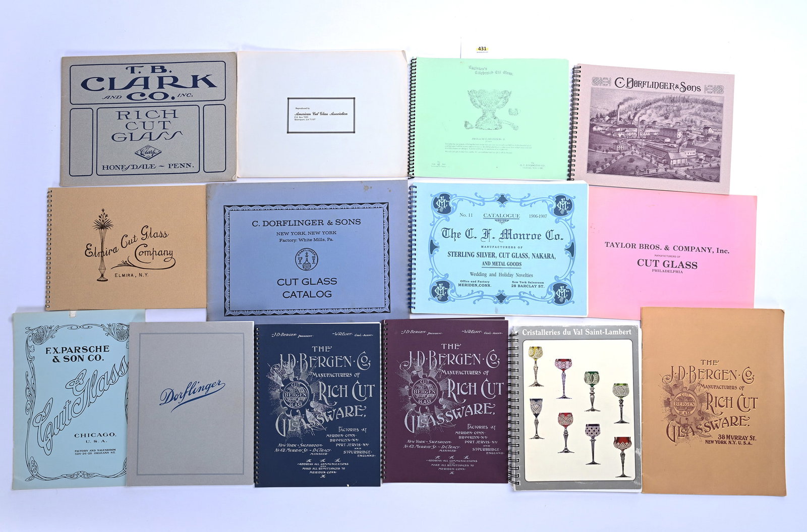 (14) Cut Glass Catalog Reprints Published By ACGA And More: (14) Cut Glass Catalog Reprints Published By ACGA And More, 14 x 11 x 3.5 Inches, Includes (1) Monroe Cut Glass, (3) J.D. Bergen Co., (1) Elmira Cut Glass Company, (1) O.F. Egginton Company, (1) Crist