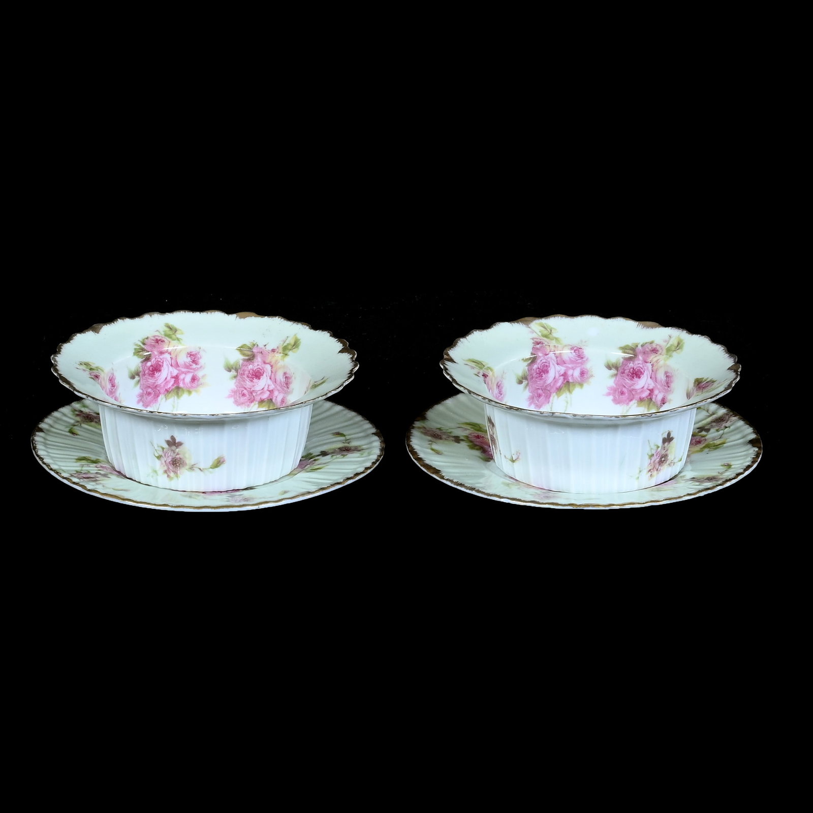 (2) Custard Cups With Underplates, Marked Bavaria (1 of 3)