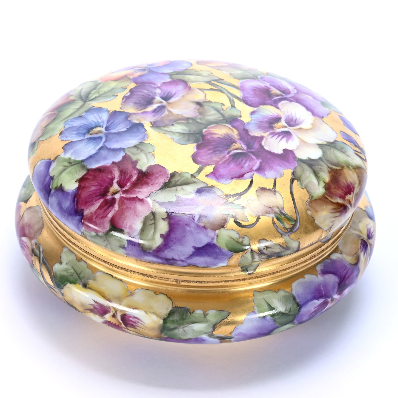 Round Covered Dresser Box, Marked Limoges (1 of 3)