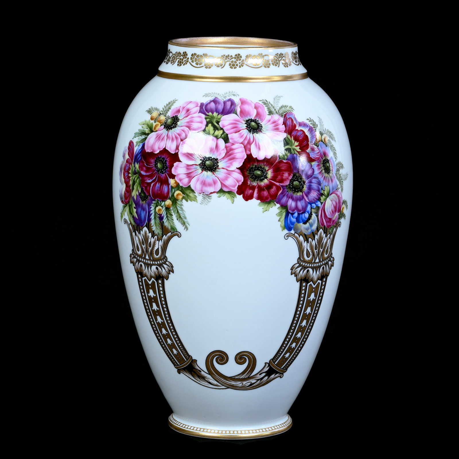 Vase, Marked Lorenz Hutschenreuther: Vase, Marked Lorenz Hutschenreuther, 12.75 x 7.5 x 7.5 Inches, White Porcelain, Colorful Floral Decor, 5.7 Pounds, Private Collection, Michigan. Effective 6/6/26, All LiveAuctioneers Invoices Must Be 