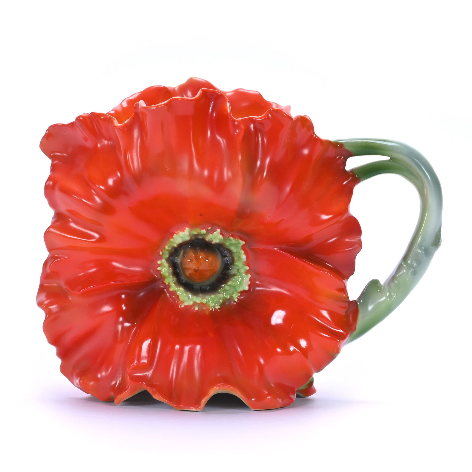 Water Pitcher, Royal Bayreuth Blue Mark: Water Pitcher, Royal Bayreuth Blue Mark, 6.25 x 8 x 4.75 Inches, Red Poppy, 1.5 Pounds, Private Collection, Michigan. Effective 6/6/26, All LiveAuctioneers Invoices Must Be Paid Using The Pay Now / Ch