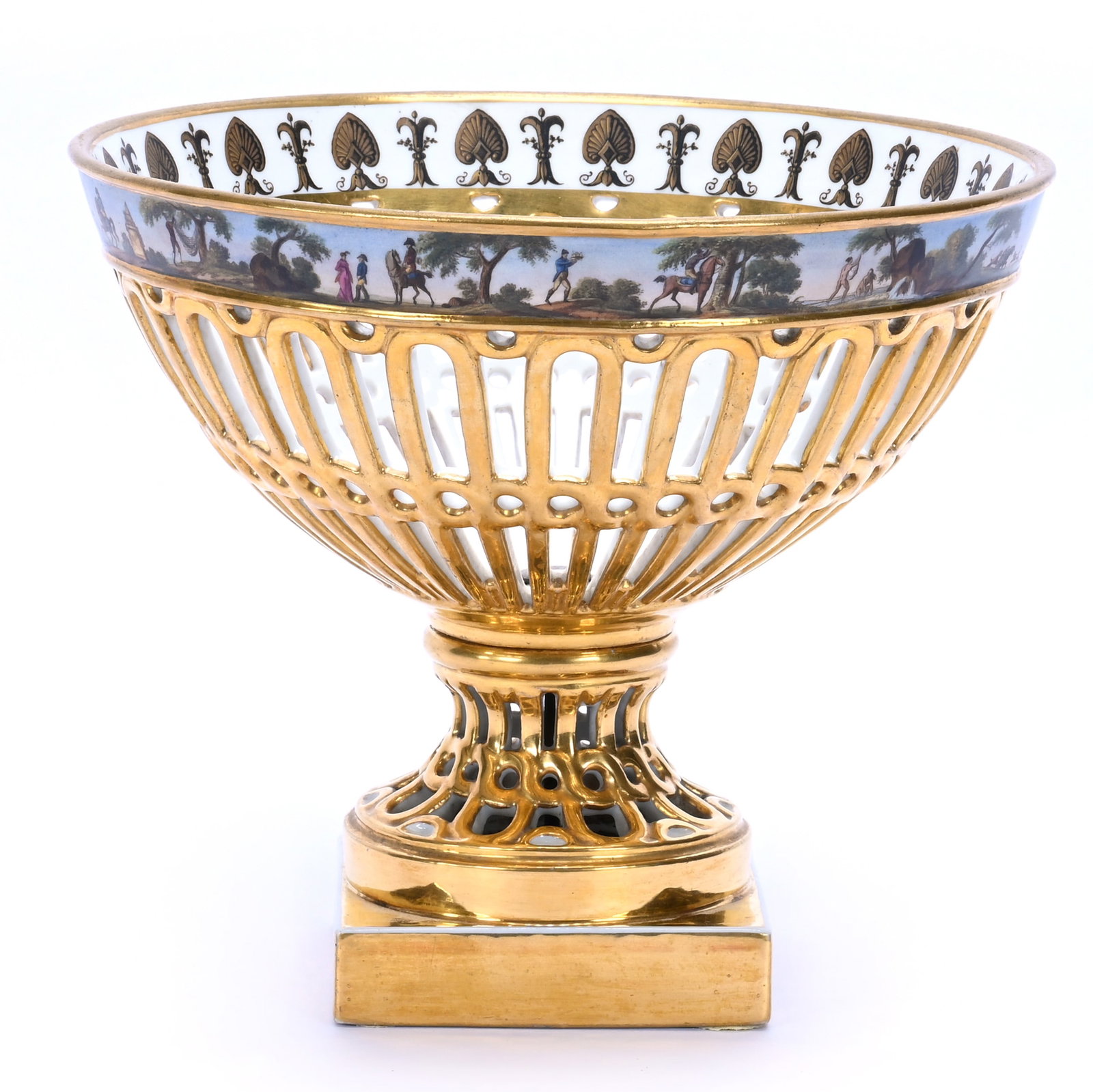 Pedestal Fruit Bowl, Unmarked Old Paris Porcelain (1 of 4)