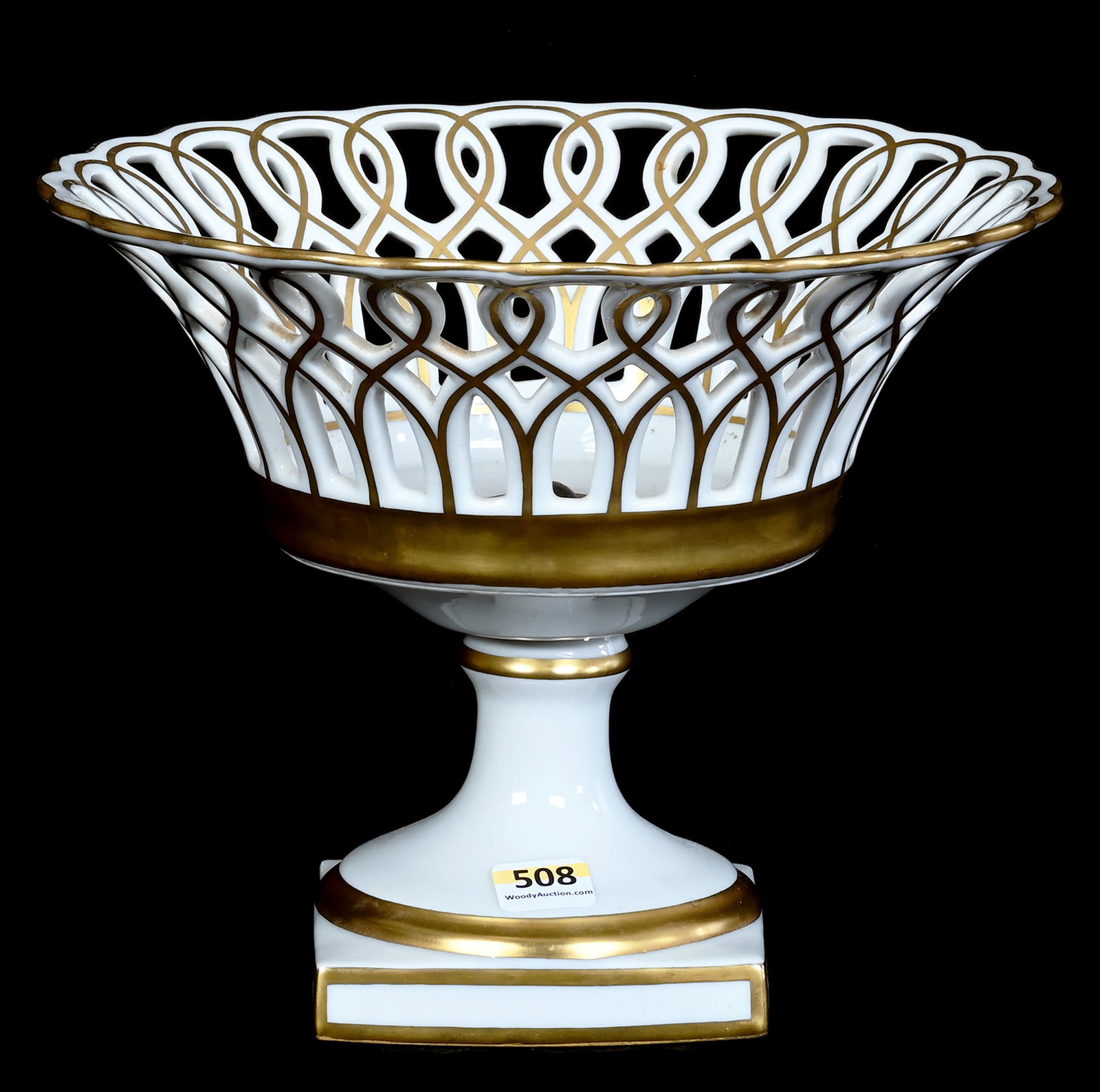 Pedestal Fruit Bowl, Marked "Porclaine De Paris" (1 of 4)