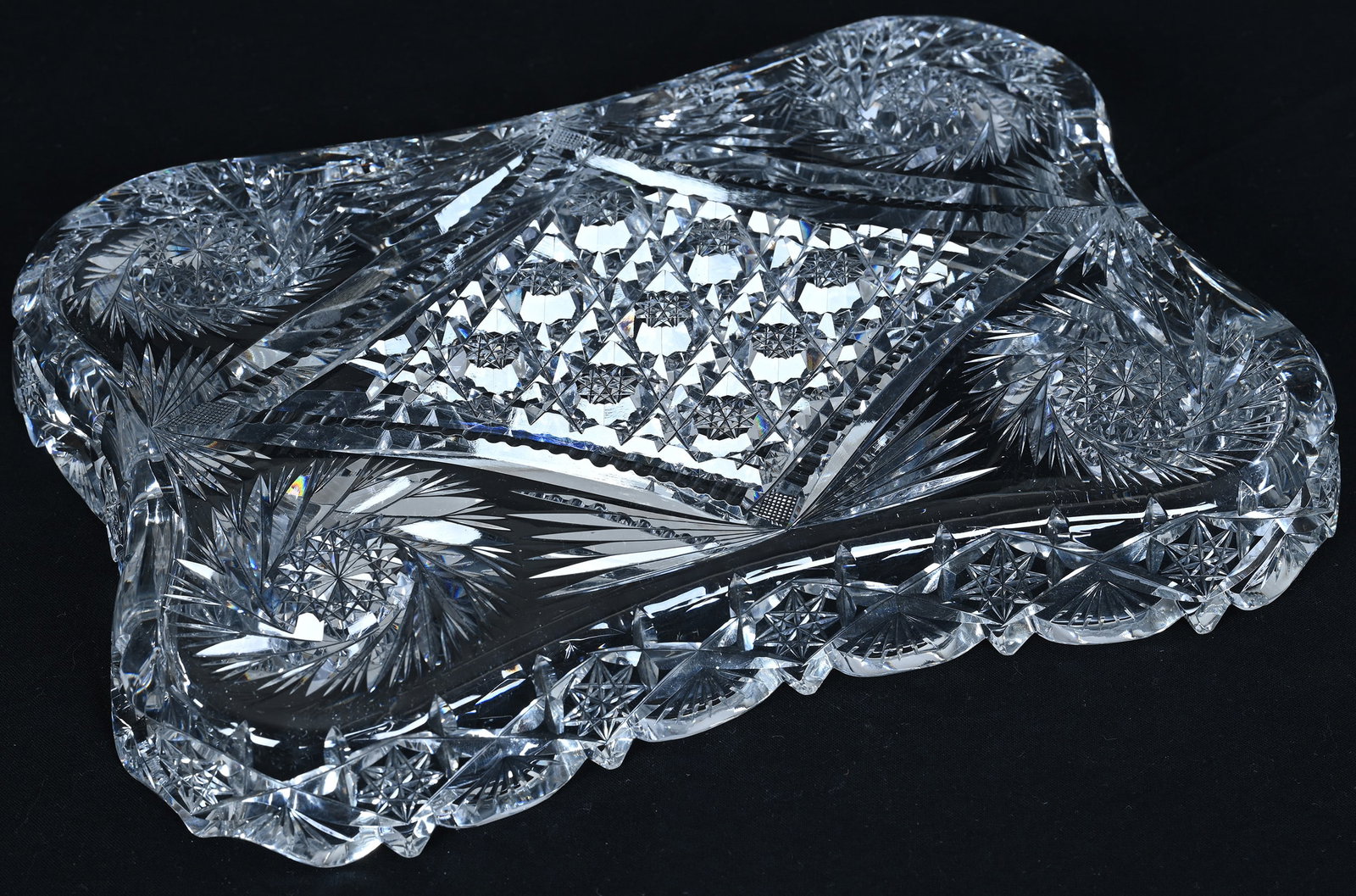 Rectangular Tray, American Brilliant Cut Glass, Signed Fry, Leipzig Pattern - 2
