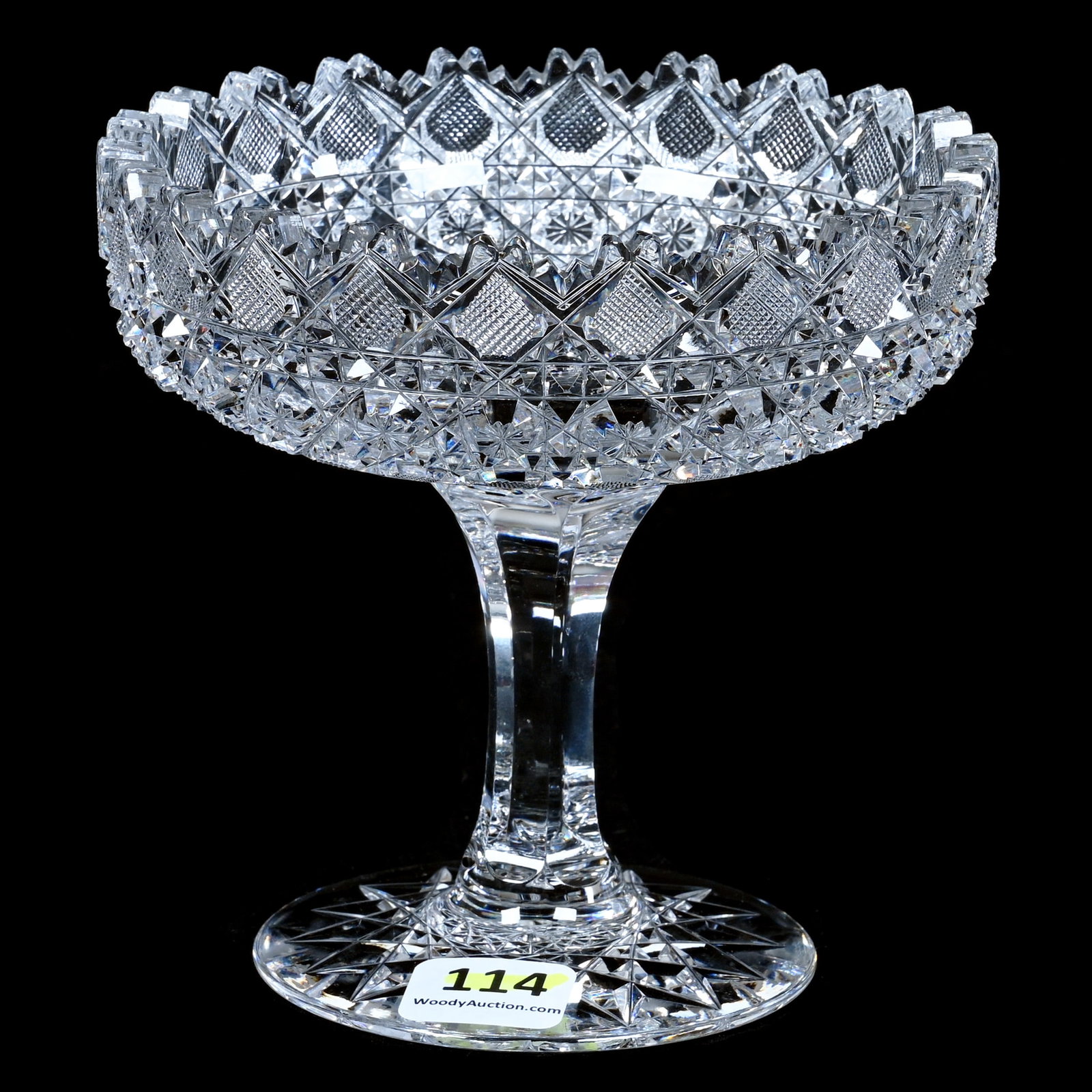 Small Pedestal Compote, American Brilliant Cut Glass (1 of 3)