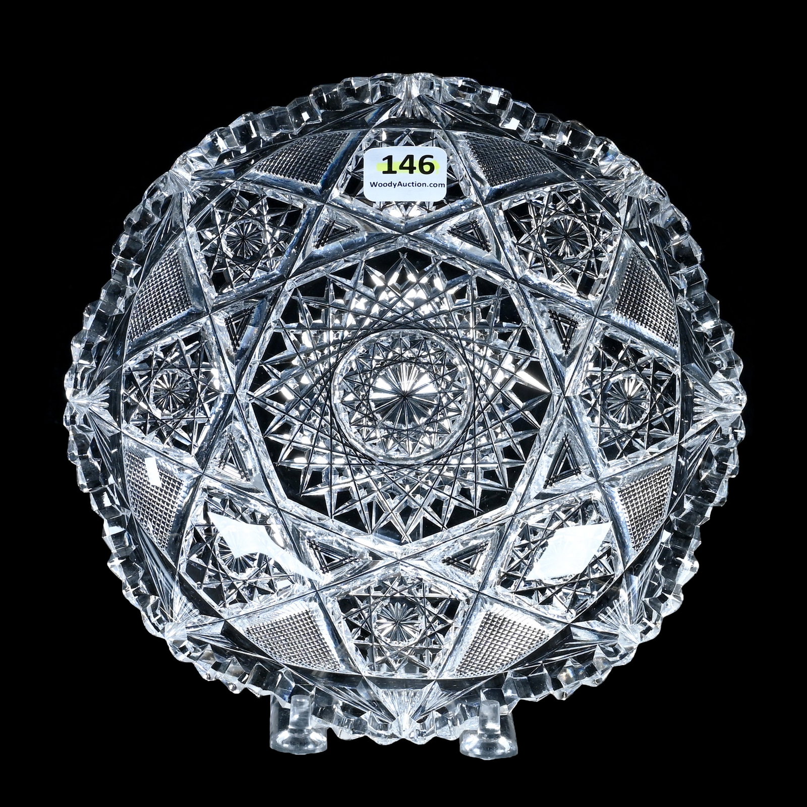 Plate, American Brilliant Cut Glass: Plate, American Brilliant Cut Glass, 7 x 7 x 1.5 Inches, Eight Point Star With Hobstar And Crosscutting Highlights, 1.4 Pounds, Private Collection, New Jersey. Effective 6/6/26, All LiveAuctioneers In