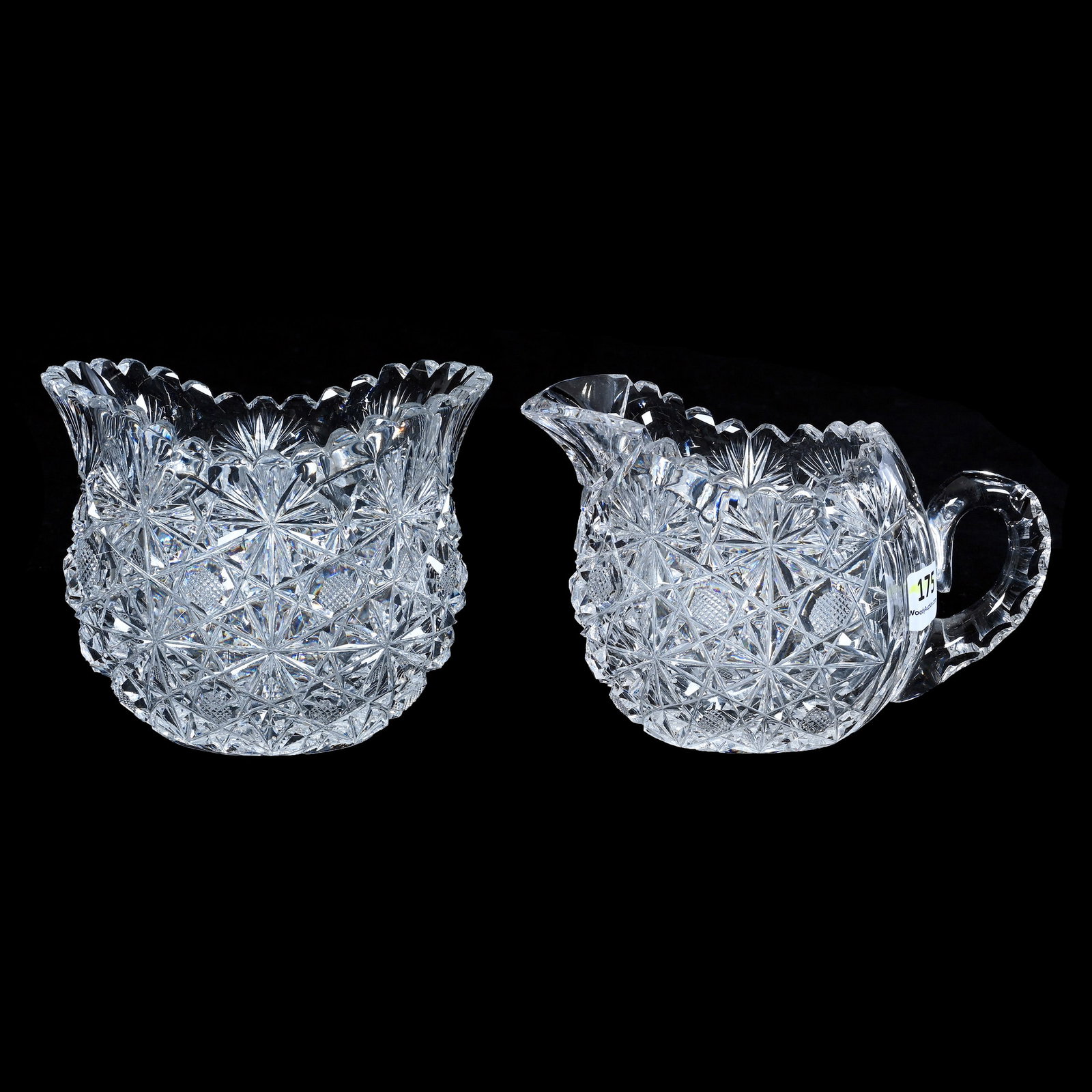 Oval Creamer And Sugar, American Brilliant Cut Glass, Russian Ambassador Pattern (1 of 4)