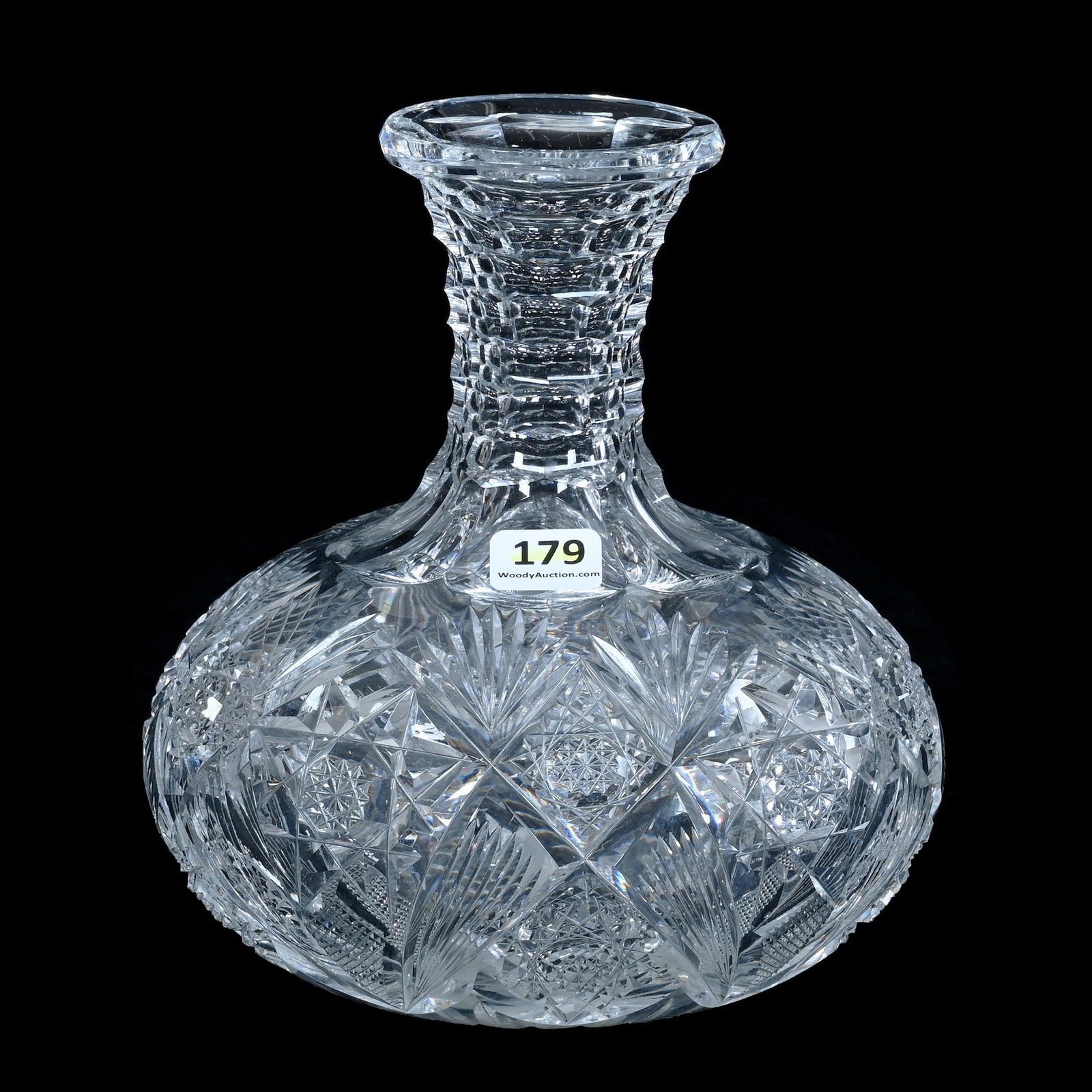 Water Carafe, Signed Hawkes, Holland Pattern (Also Known As Centauri): Water Carafe, Signed Hawkes, Holland Pattern (Also Known As Centauri), 7 x 6.5 x 6.5 Inches, Honeycomb Neck, Ray Cut Base, 3.2 Pounds, Private Collection, New Jersey. Effective 6/6/26, All LiveAuction