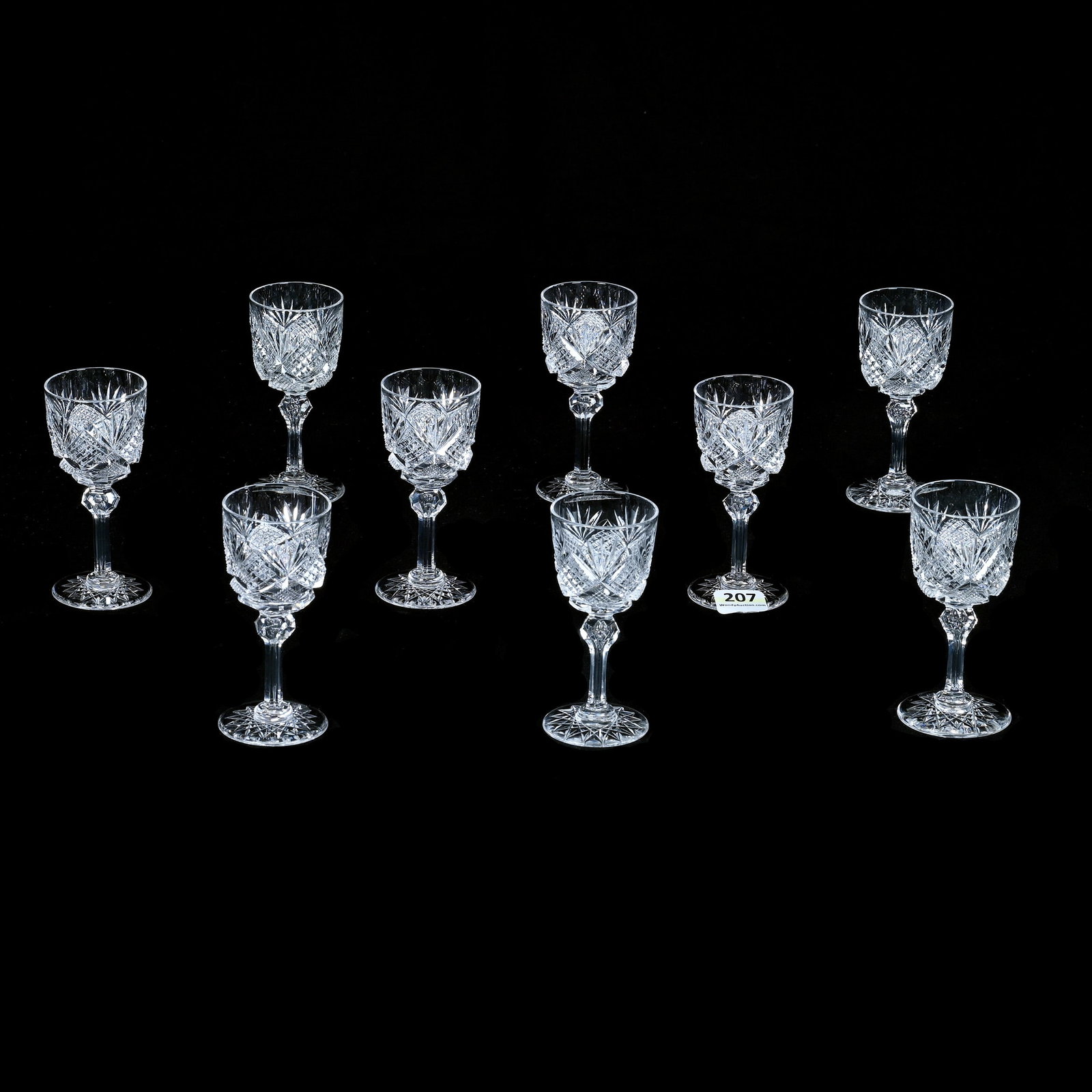 (9) Cordial Stems, American Brilliant Cut Glass (1 of 3)
