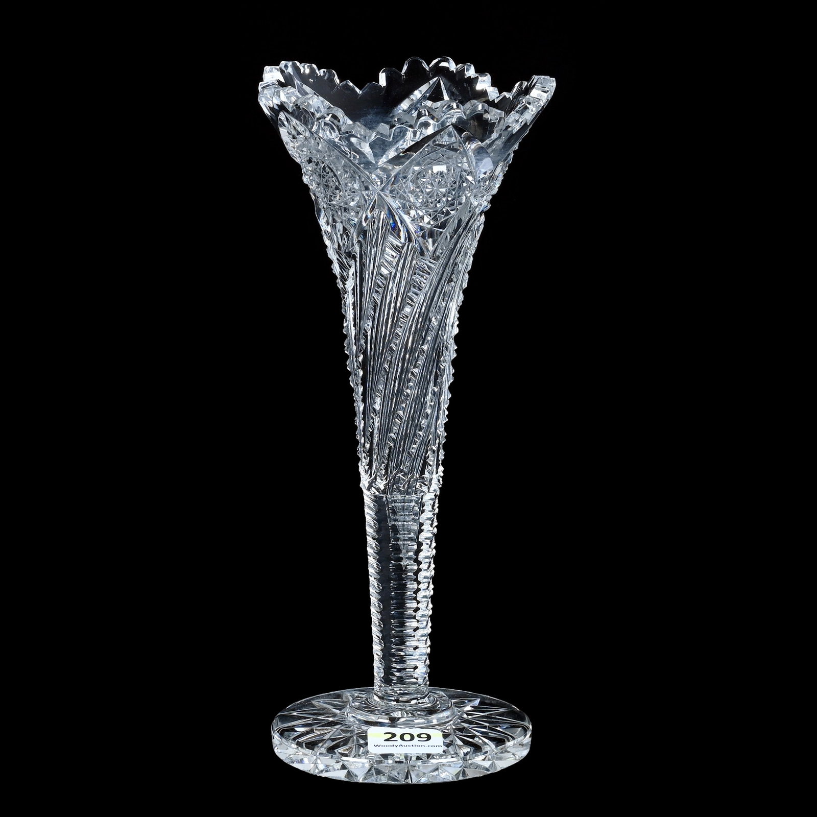 Trumpet Vase, American Brilliant Cut Glass, Signed Hawkes (1 of 3)