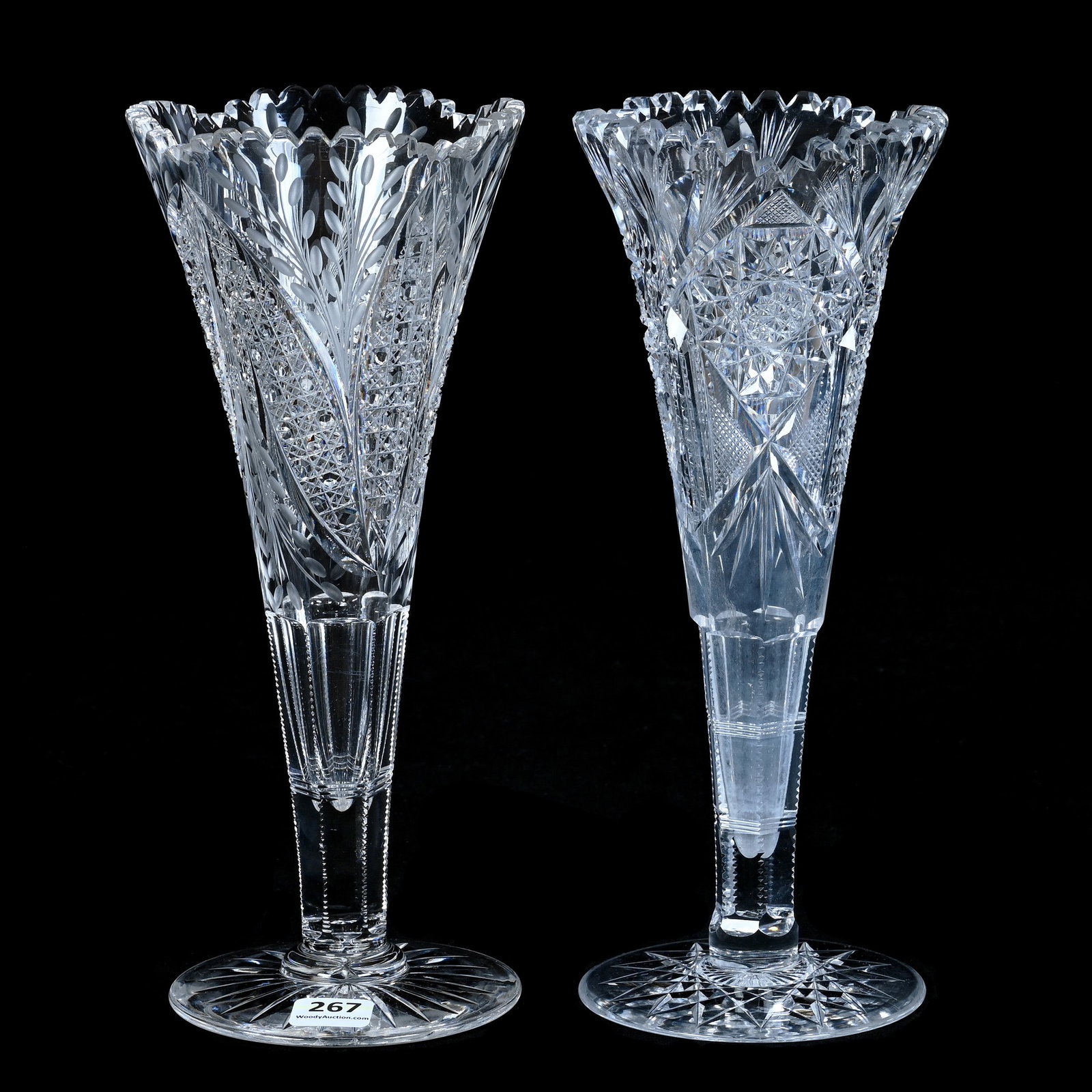 (2) Trumpet Vases, American Brilliant Cut Glass (1 of 4)