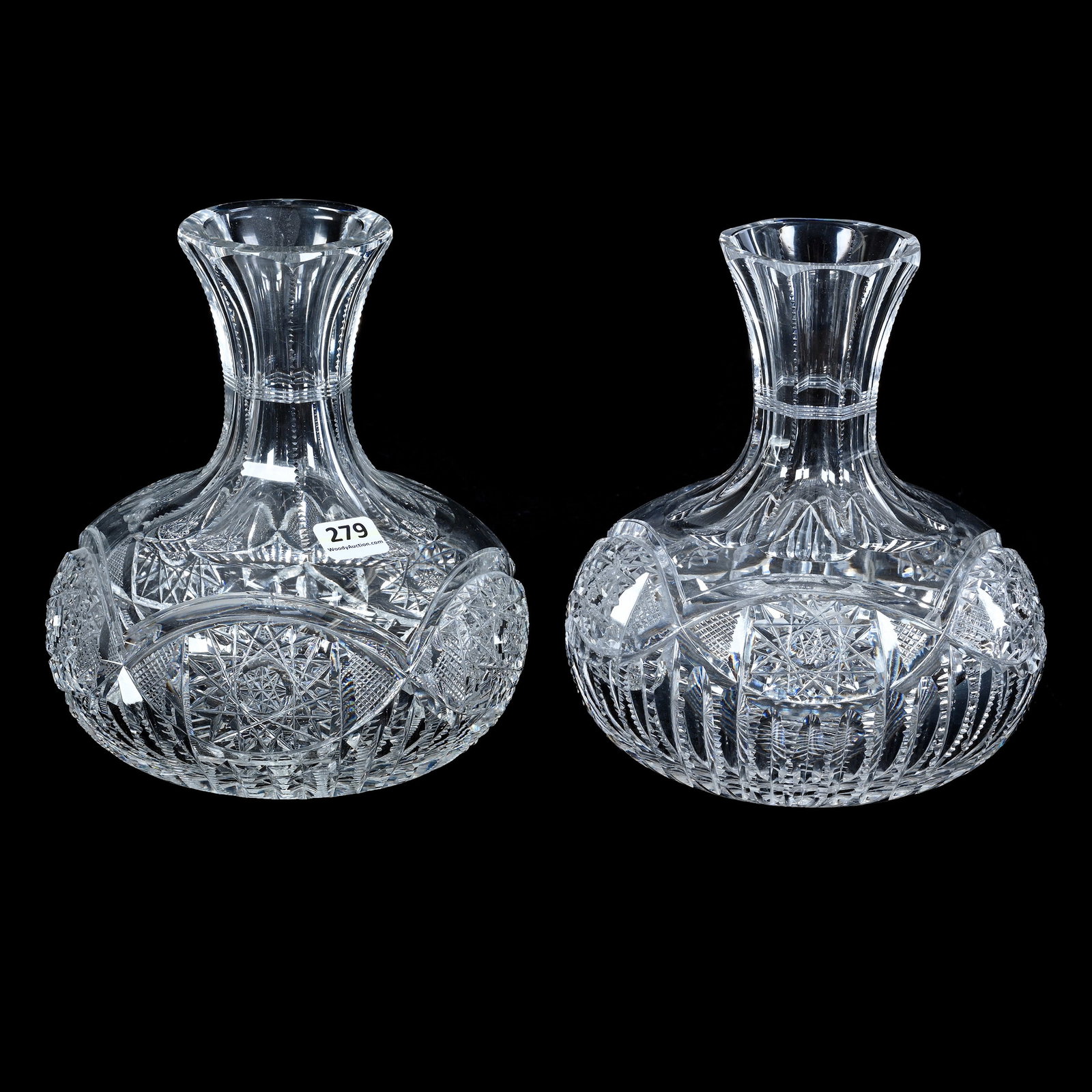 Pair Water Carafes, American Brilliant Cut Glass (1 of 3)