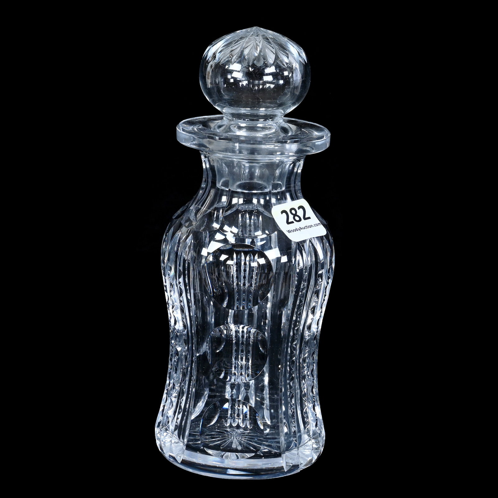 Cherry Jar, American Brilliant Cut Glass: Cherry Jar, American Brilliant Cut Glass, 6.75 x 2.75 x 2.75 Inches, Alternating Panels Of Bullseye And Prism Motif, Ray Cut Base, 1.4 Pounds, Mitchell Caughman Collection, Colorado. Effective 6/6/26,