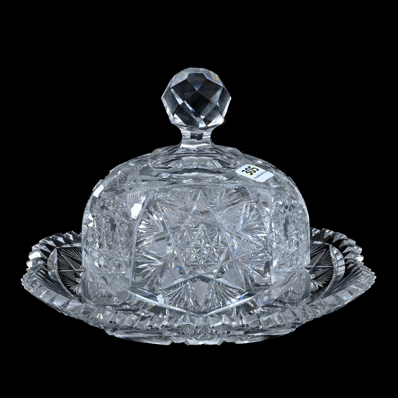 Covered Butter Dish, American Brilliant Cut Glass (1 of 5)