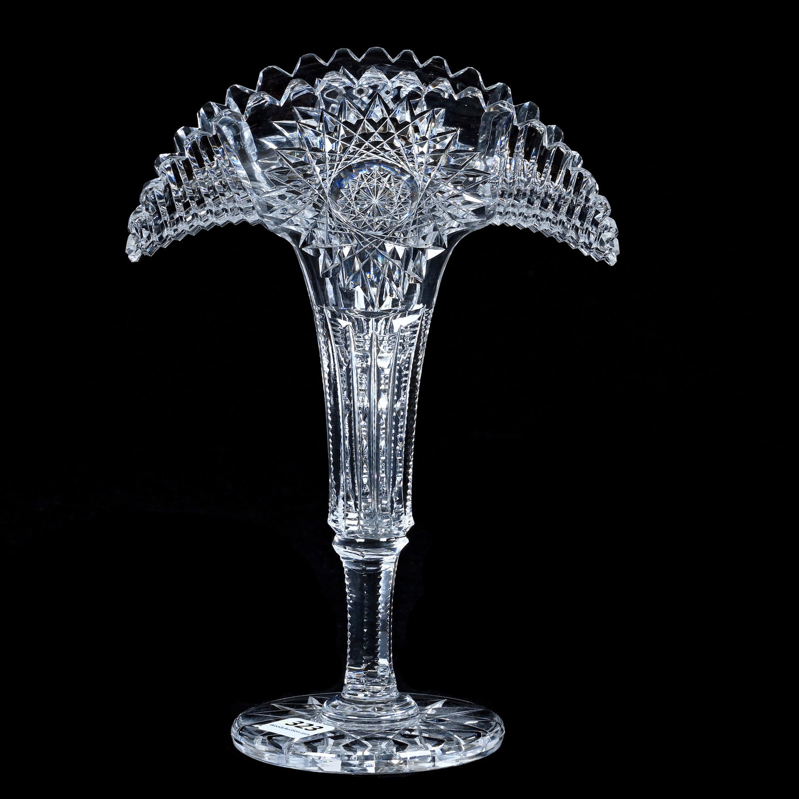 Fan Shaped Trumpet Vase, American Brilliant Cut Glass (1 of 3)