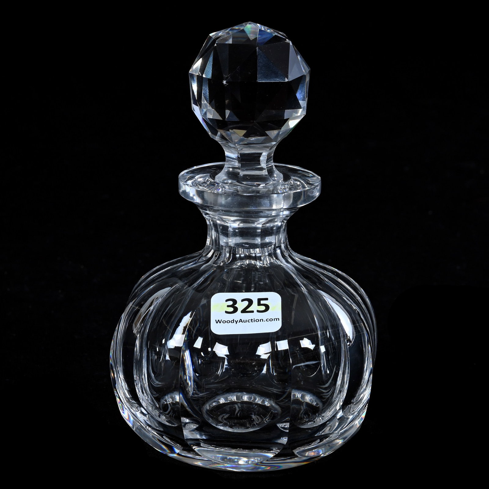 Cologne Bottle, American Brilliant Cut Glass, Signed Libbey, Flute Pattern: Cologne Bottle, American Brilliant Cut Glass, Signed Libbey, Flute Pattern, 5.75 x 3.5 x 3.5 Inches, Number Matched Stopper, 1.2 Pounds, Mitchell Caughman Collection, Colorado. Effective 6/6/26, All L
